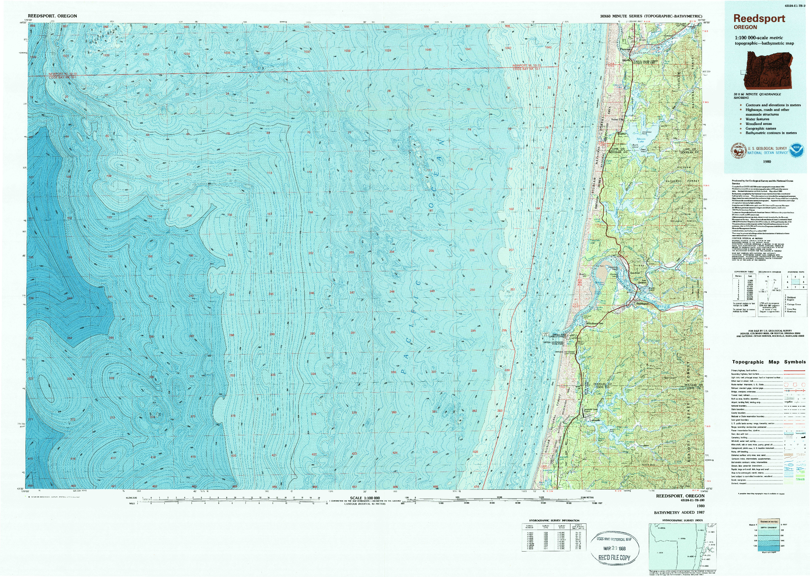 USGS 1:100000-SCALE QUADRANGLE FOR REEDSPORT, OR 1980