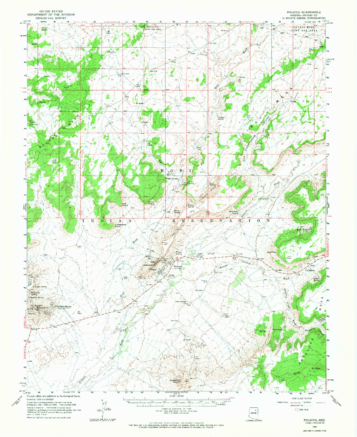 USGS 1:62500-SCALE QUADRANGLE FOR POLACCA, AZ 1966