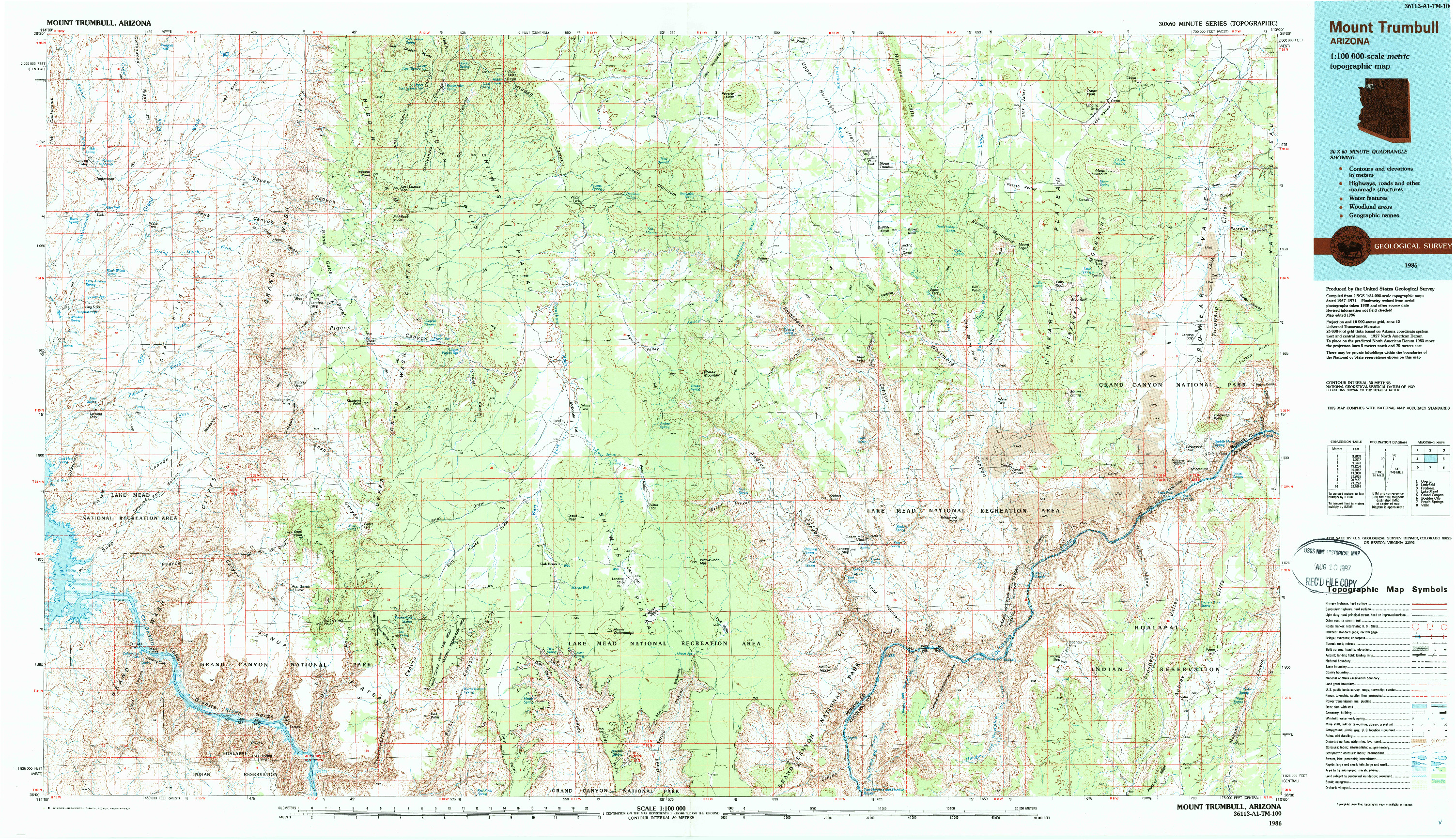 USGS 1:100000-SCALE QUADRANGLE FOR MOUNT TRUMBULL, AZ 1986