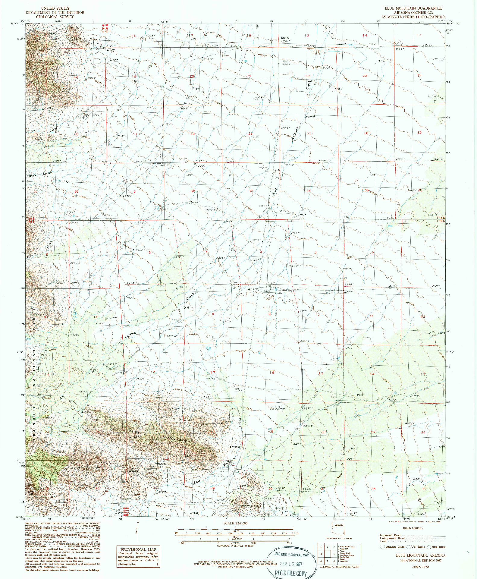 USGS 1:24000-SCALE QUADRANGLE FOR BLUE MOUNTAIN, AZ 1987
