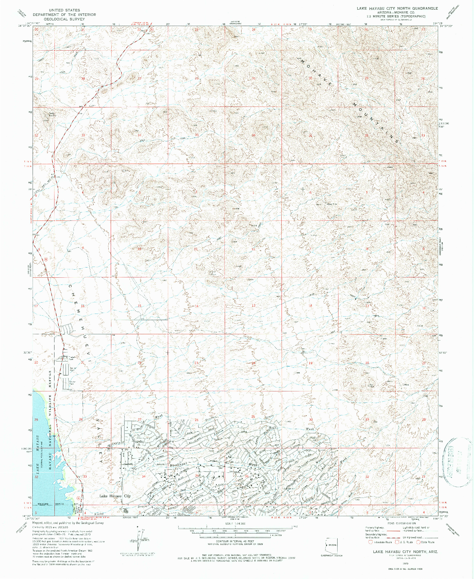 USGS 1:24000-SCALE QUADRANGLE FOR LAKE HAVASU CITY NORTH, AZ 1970