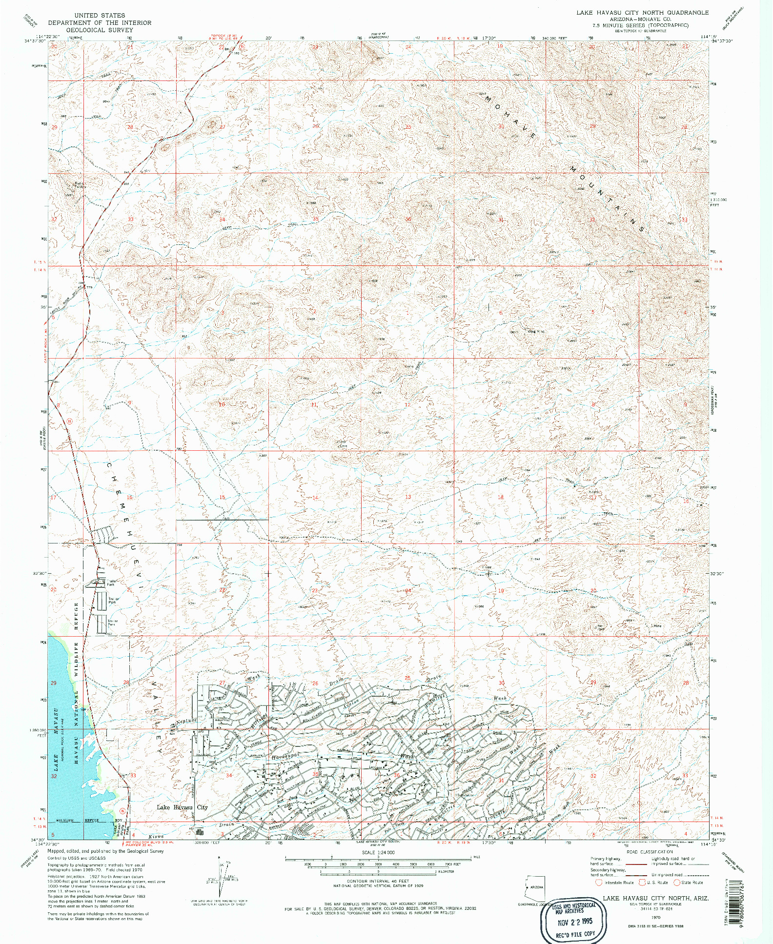 USGS 1:24000-SCALE QUADRANGLE FOR LAKE HAVASU CITY NORTH, AZ 1970