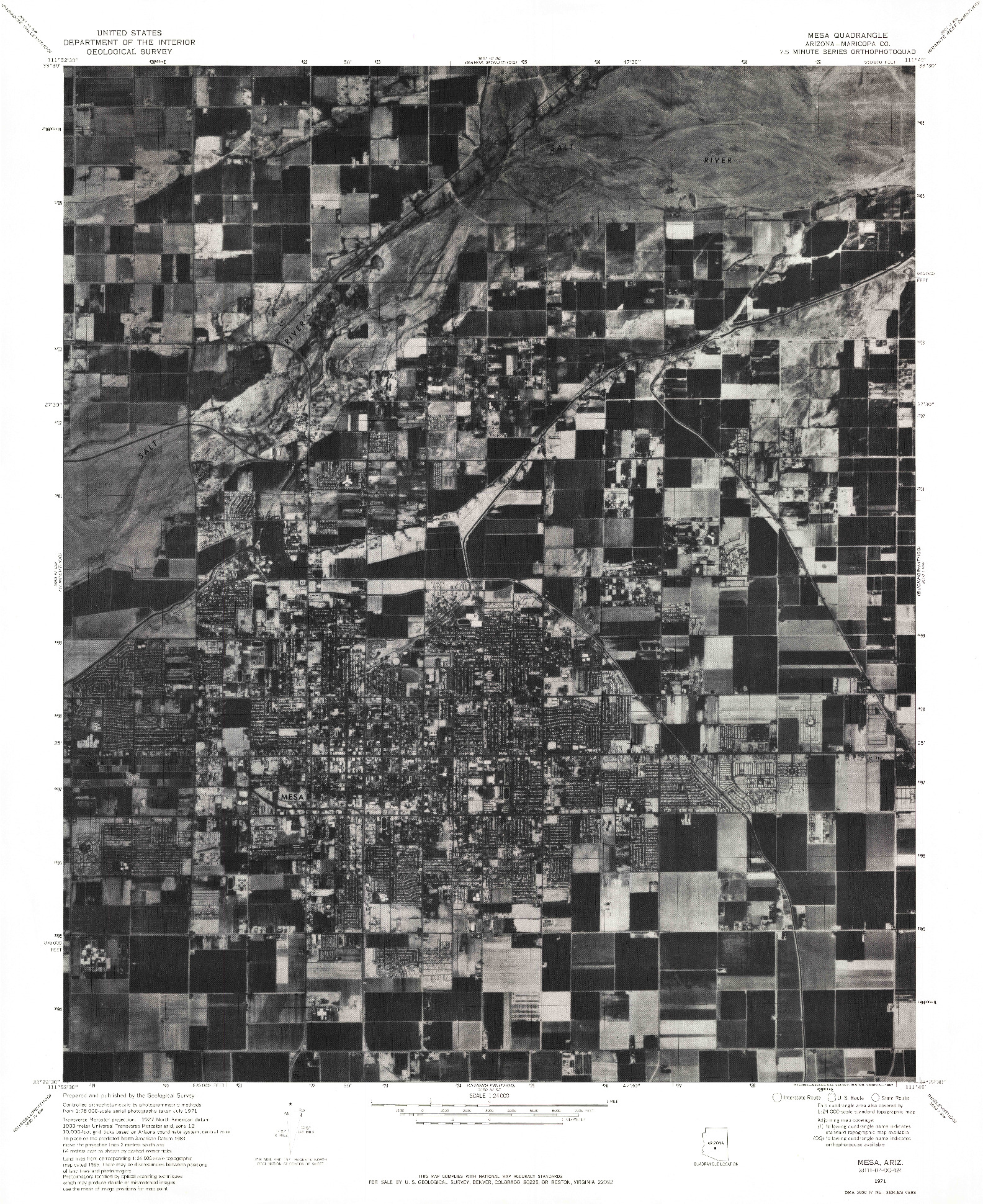 USGS 1:24000-SCALE QUADRANGLE FOR MESA, AZ 1971