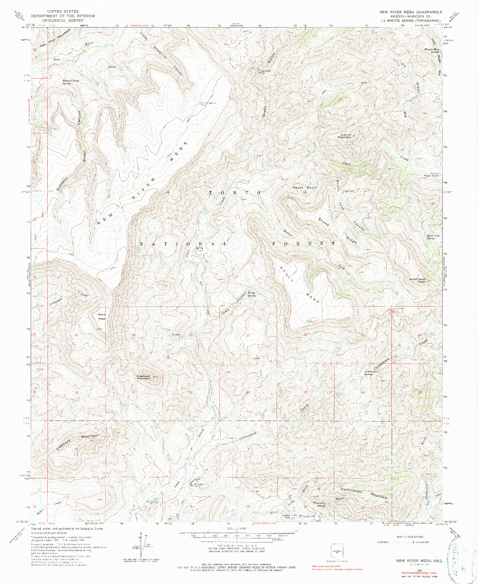 USGS 1:24000-SCALE QUADRANGLE FOR NEW RIVER MESA, AZ 1964