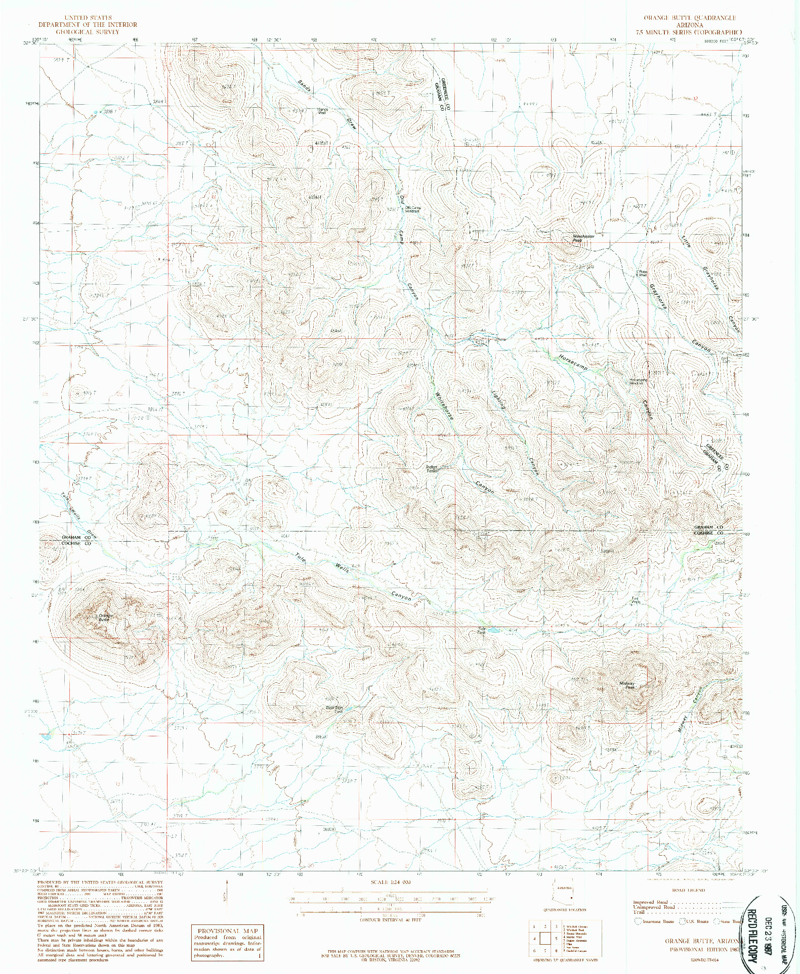 USGS 1:24000-SCALE QUADRANGLE FOR ORANGE BUTTE, AZ 1987