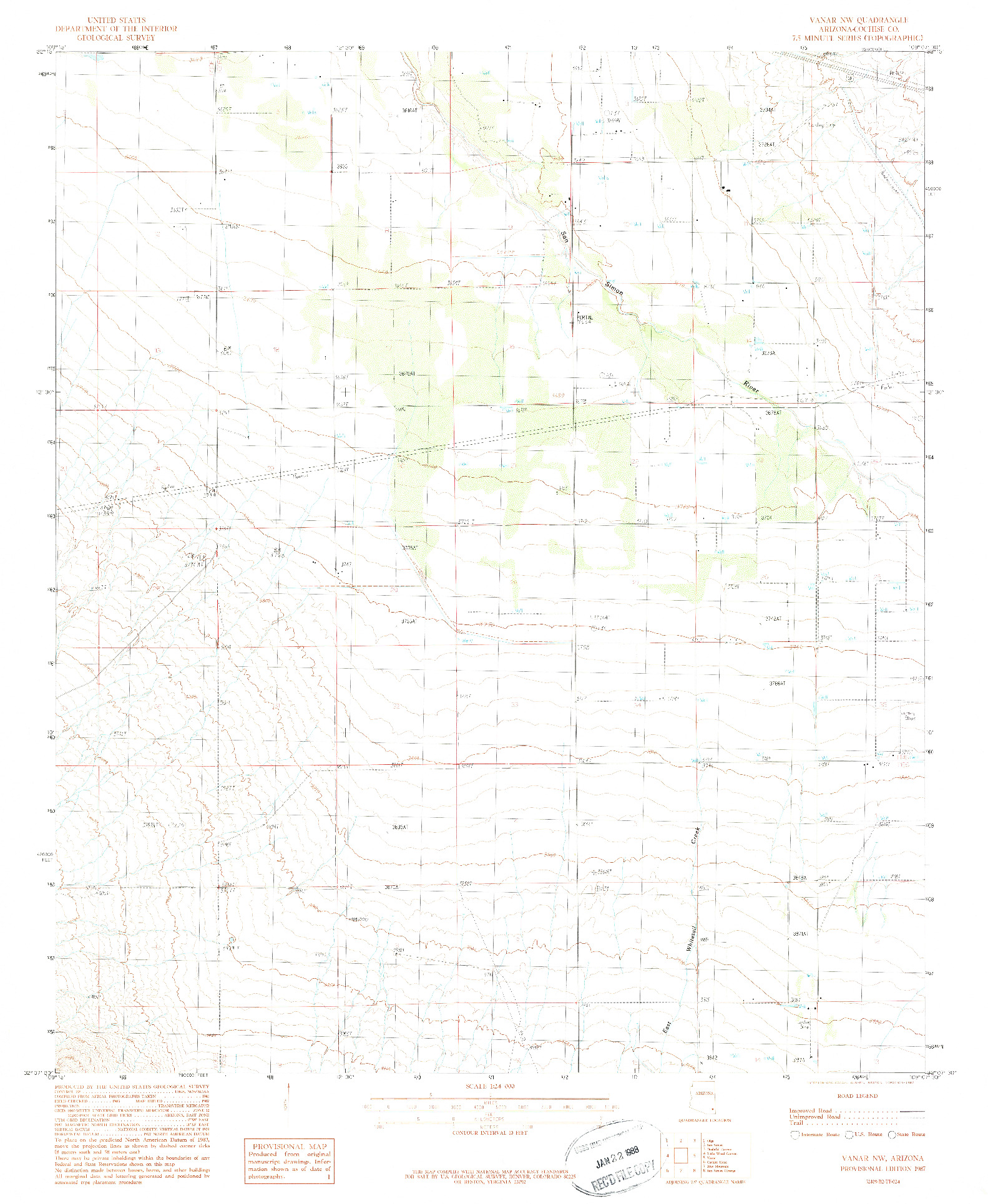 USGS 1:24000-SCALE QUADRANGLE FOR VANAR NW, AZ 1987