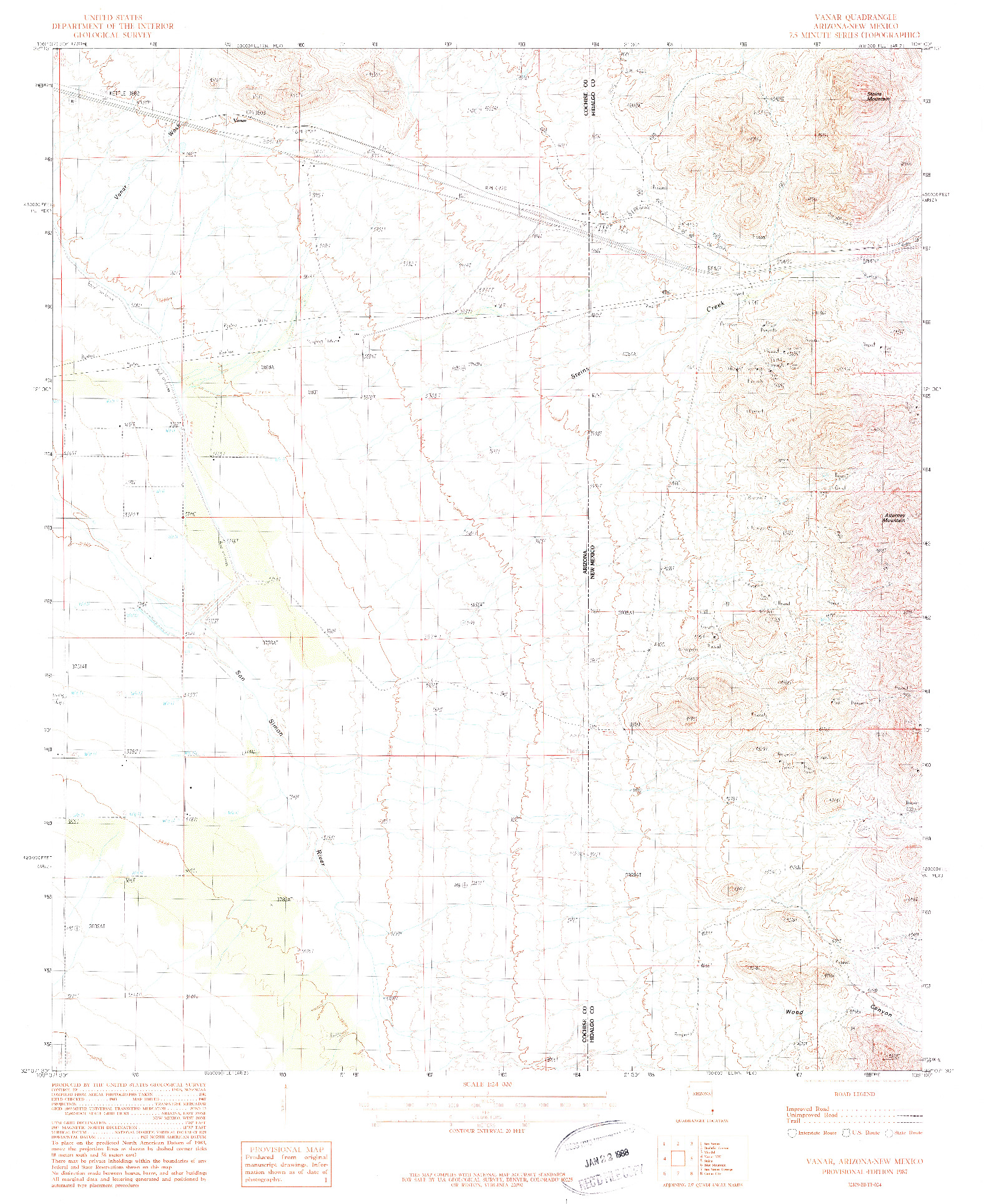USGS 1:24000-SCALE QUADRANGLE FOR VANAR, AZ 1987