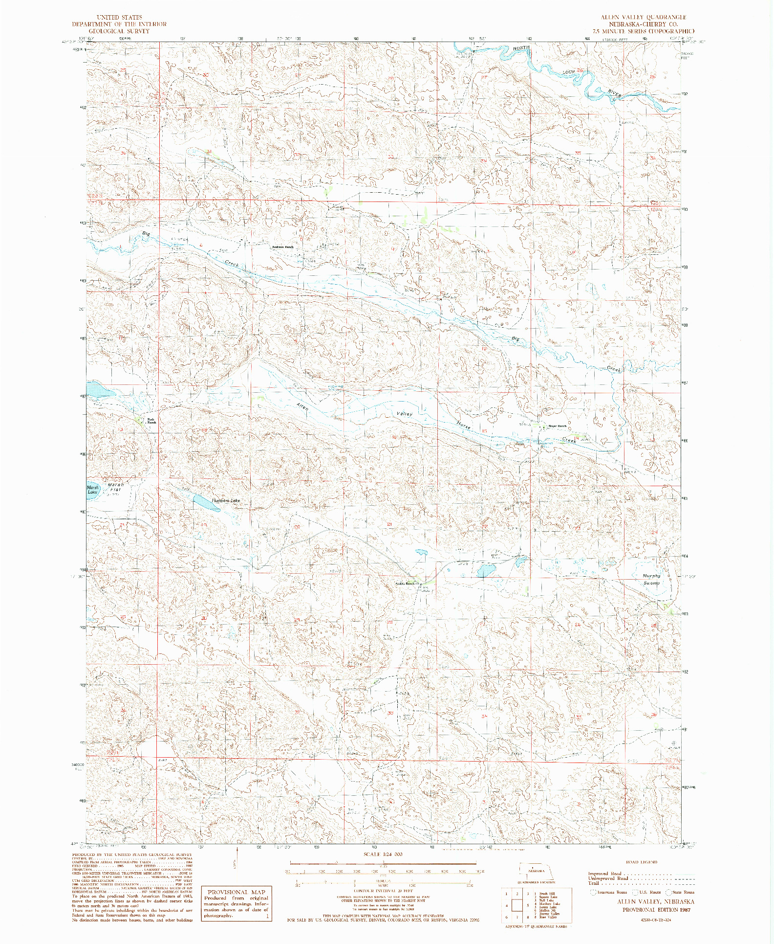 USGS 1:24000-SCALE QUADRANGLE FOR ALLEN VALLEY, NE 1987
