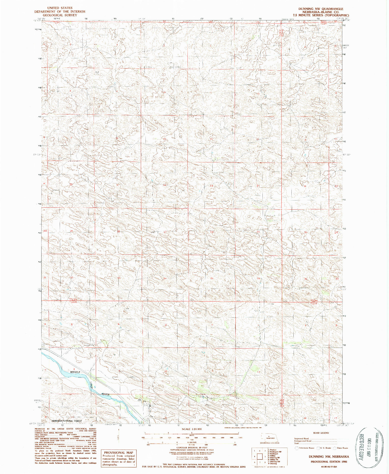 USGS 1:24000-SCALE QUADRANGLE FOR DUNNING NW, NE 1986