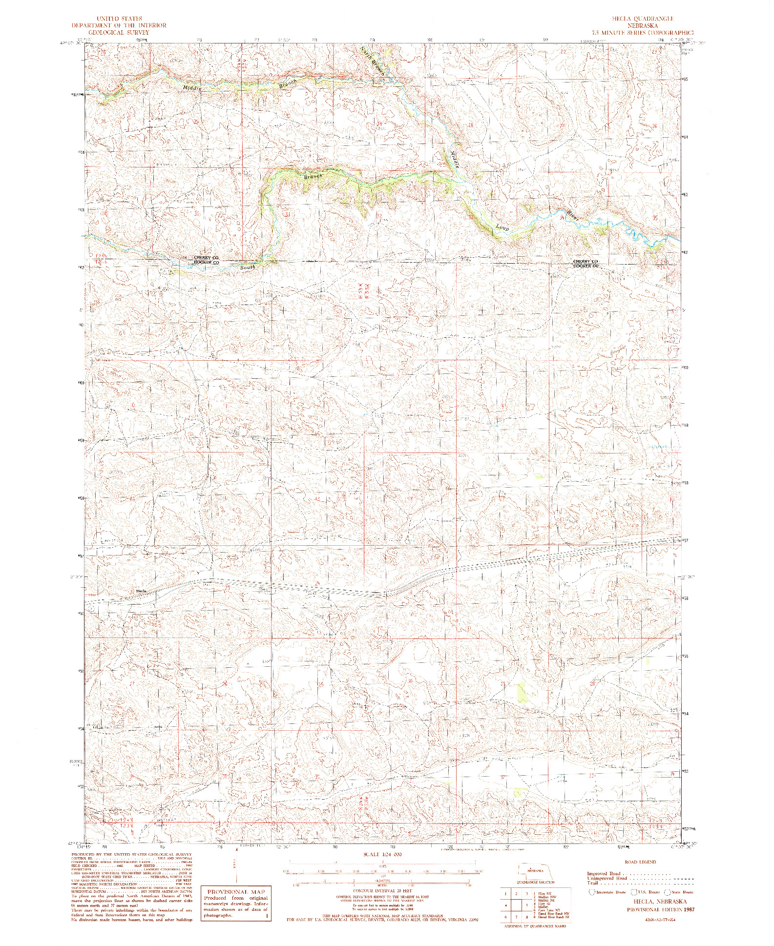 USGS 1:24000-SCALE QUADRANGLE FOR HECLA, NE 1987
