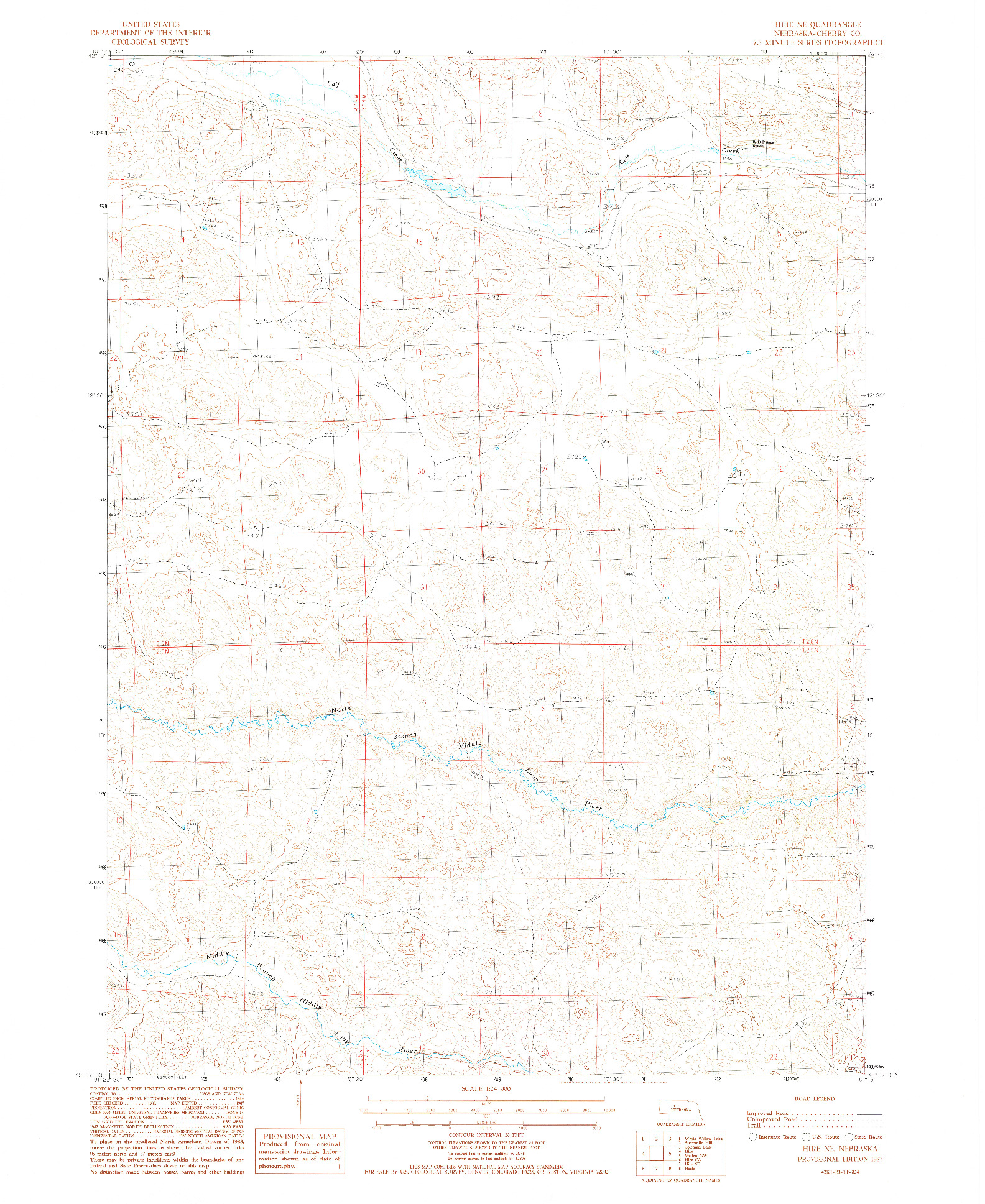 USGS 1:24000-SCALE QUADRANGLE FOR HIRE NE, NE 1987