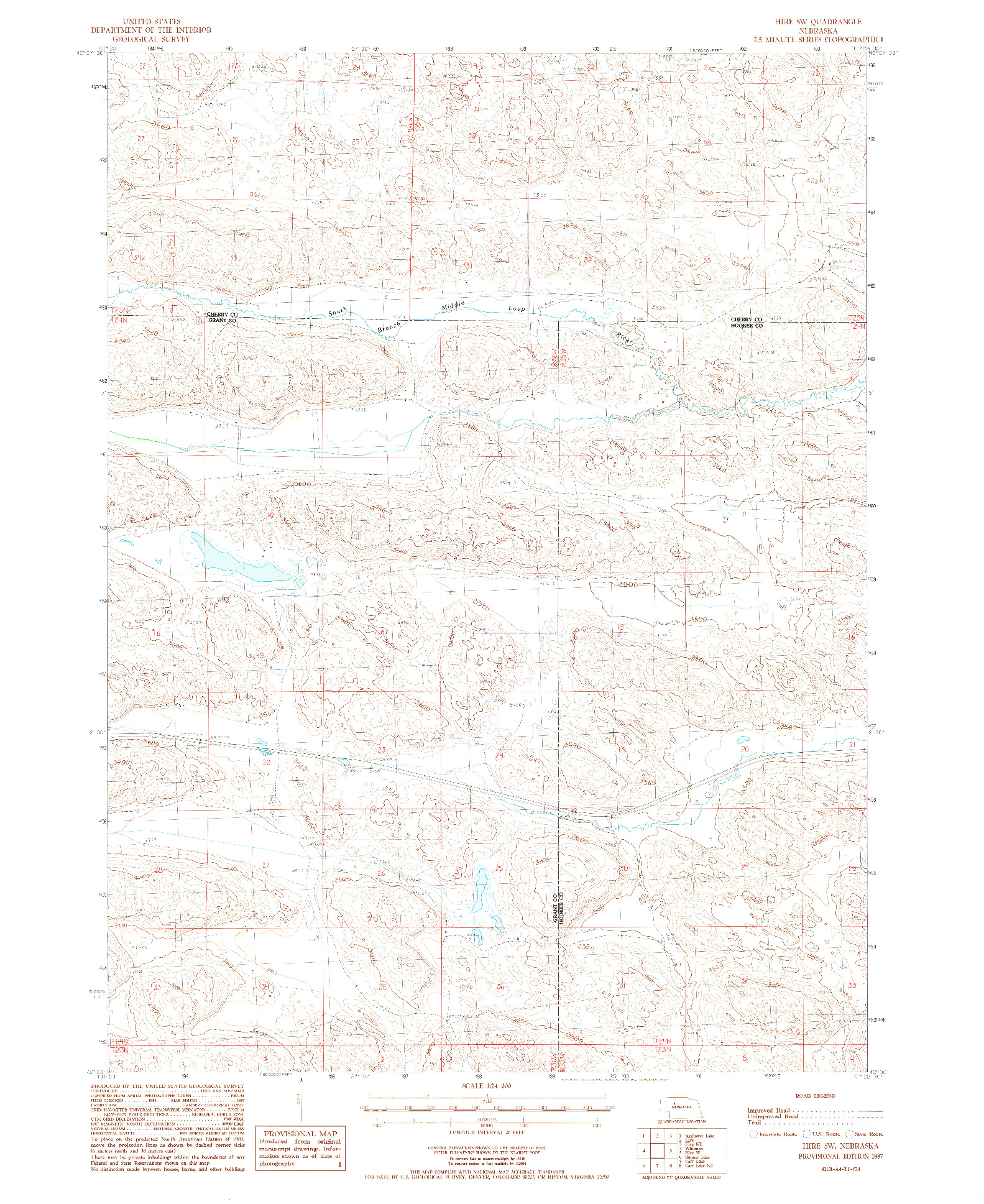 USGS 1:24000-SCALE QUADRANGLE FOR HIRE SW, NE 1987