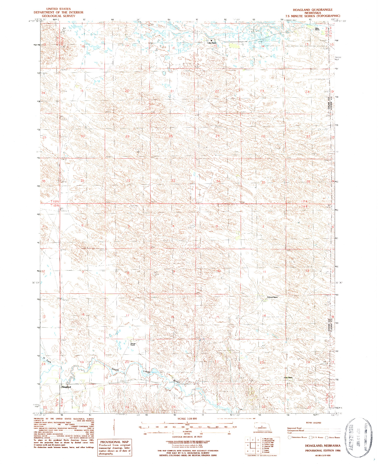 USGS 1:24000-SCALE QUADRANGLE FOR HOAGLAND, NE 1986