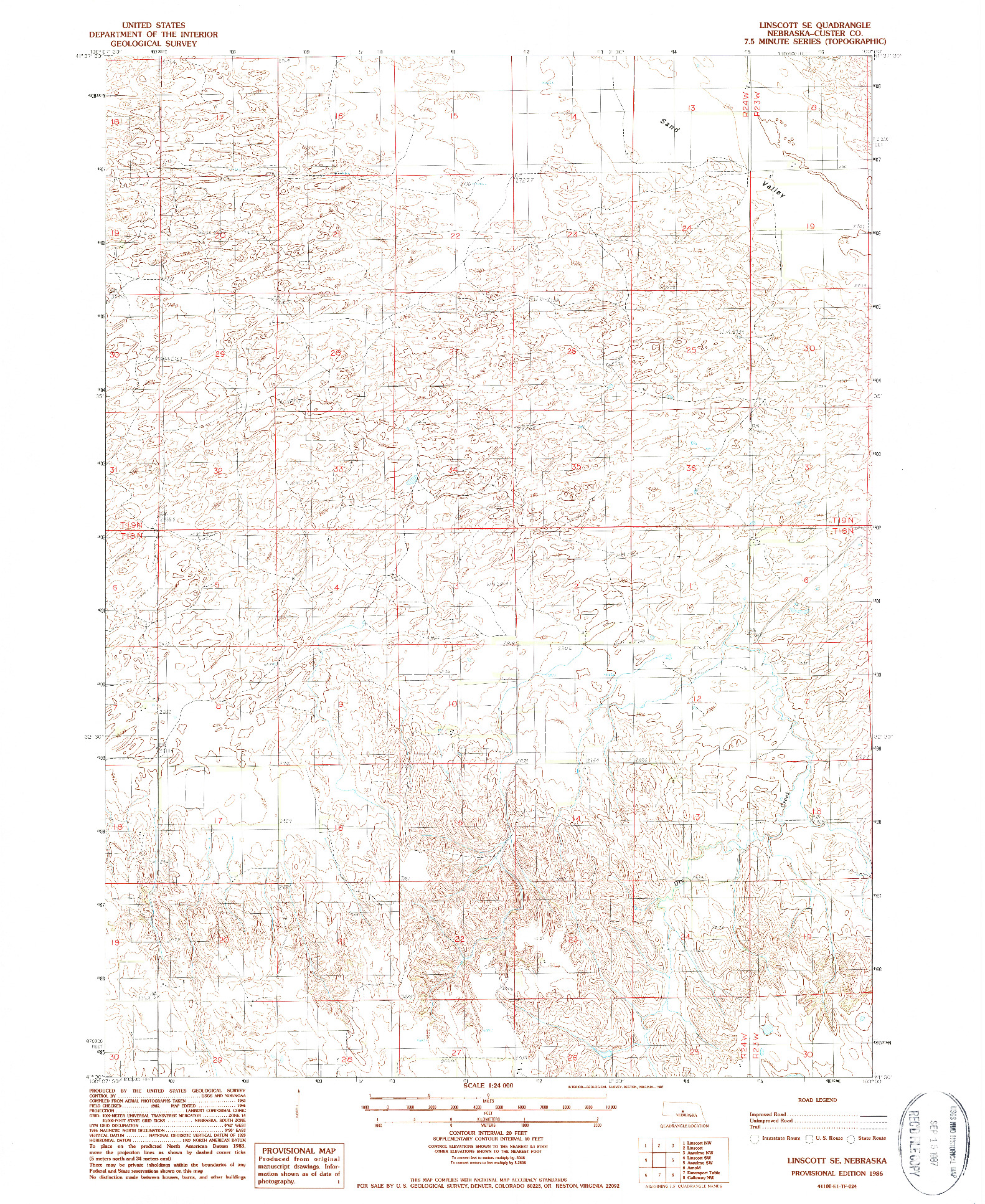 USGS 1:24000-SCALE QUADRANGLE FOR LINSCOTT SE, NE 1986