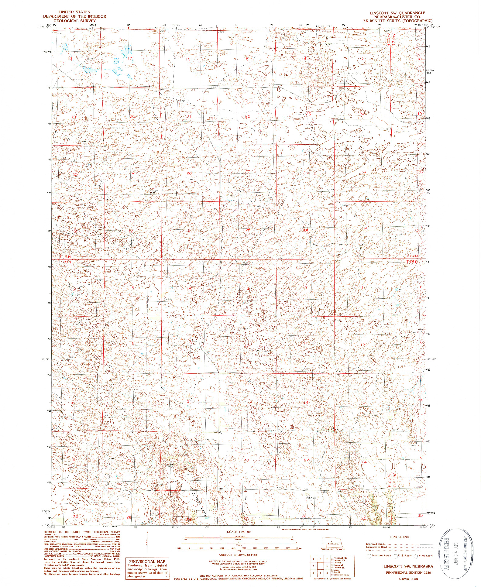 USGS 1:24000-SCALE QUADRANGLE FOR LINSCOTT SW, NE 1986