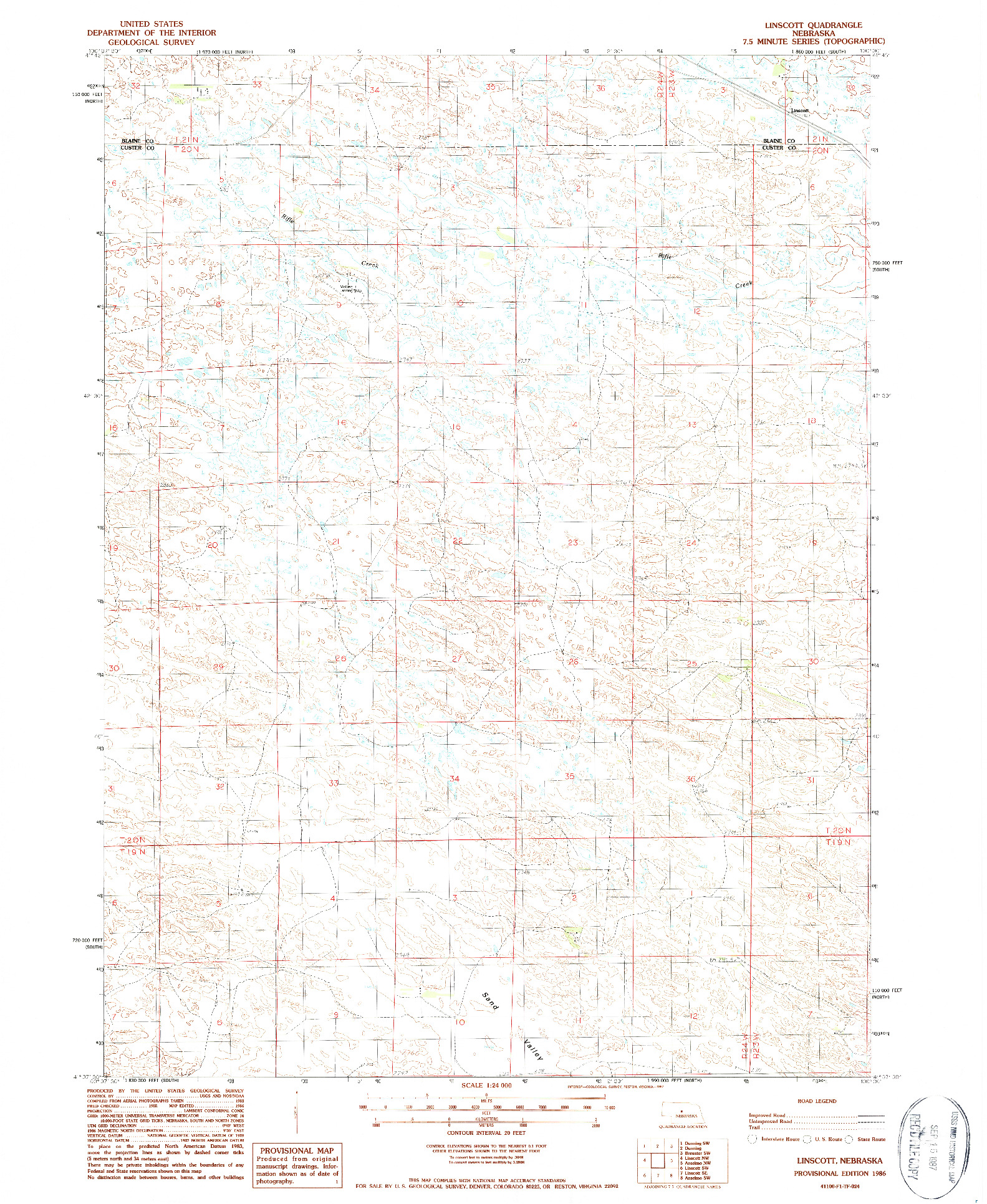 USGS 1:24000-SCALE QUADRANGLE FOR LINSCOTT, NE 1986