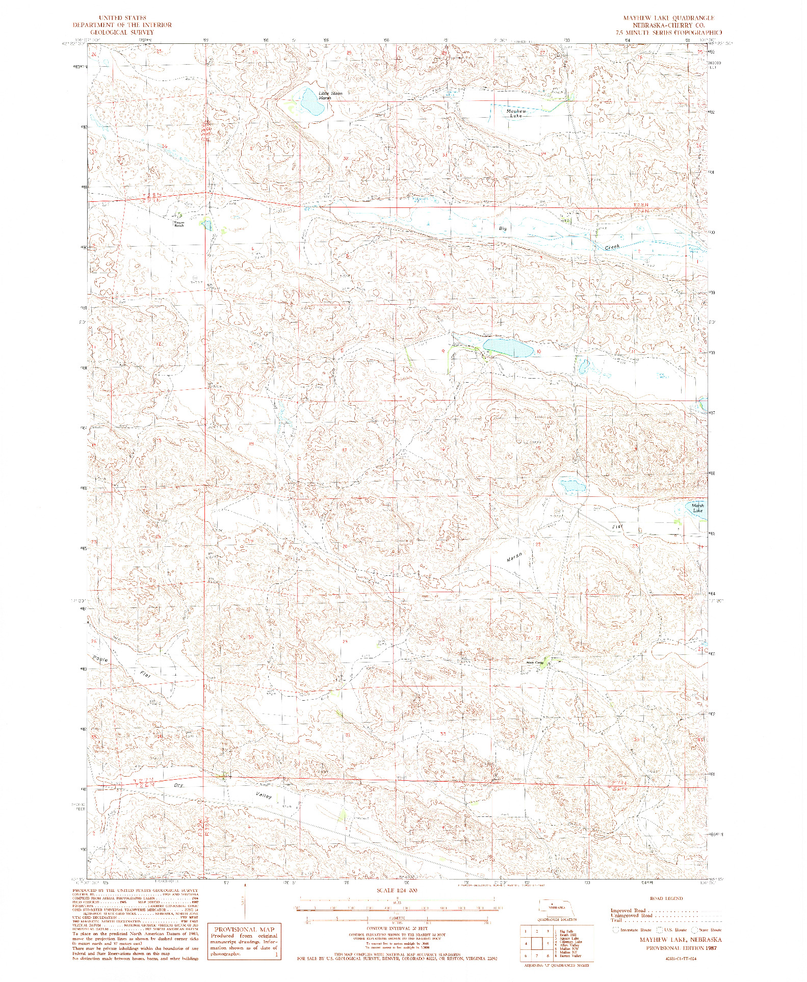 USGS 1:24000-SCALE QUADRANGLE FOR MAYHEW LAKE, NE 1987