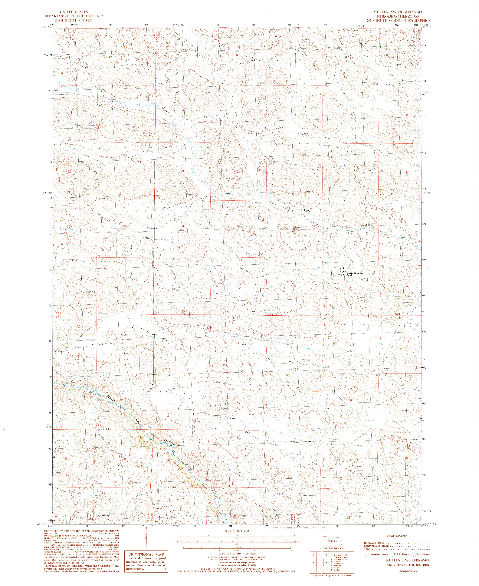 USGS 1:24000-SCALE QUADRANGLE FOR MULLEN NW, NE 1987