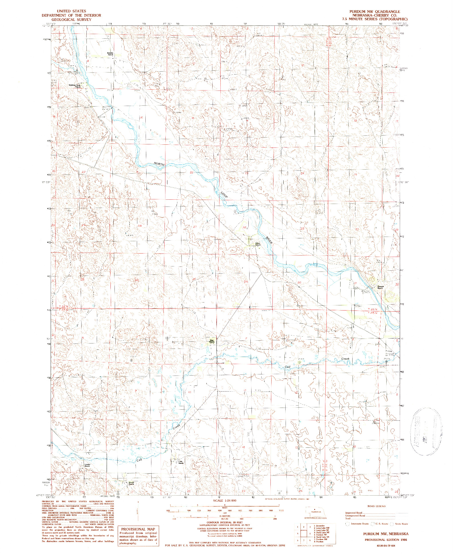USGS 1:24000-SCALE QUADRANGLE FOR PURDUM NW, NE 1986
