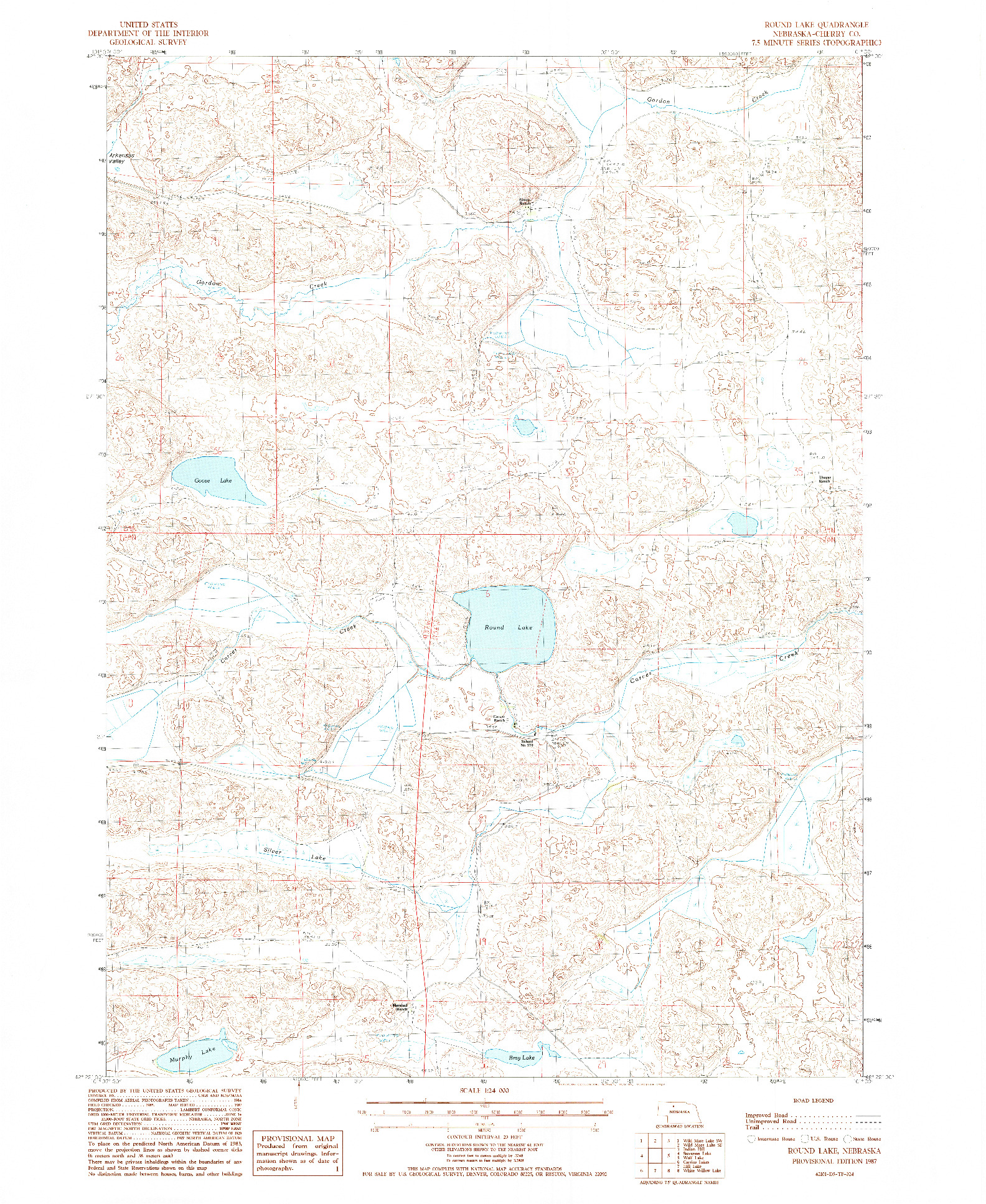 USGS 1:24000-SCALE QUADRANGLE FOR ROUND LAKE, NE 1987