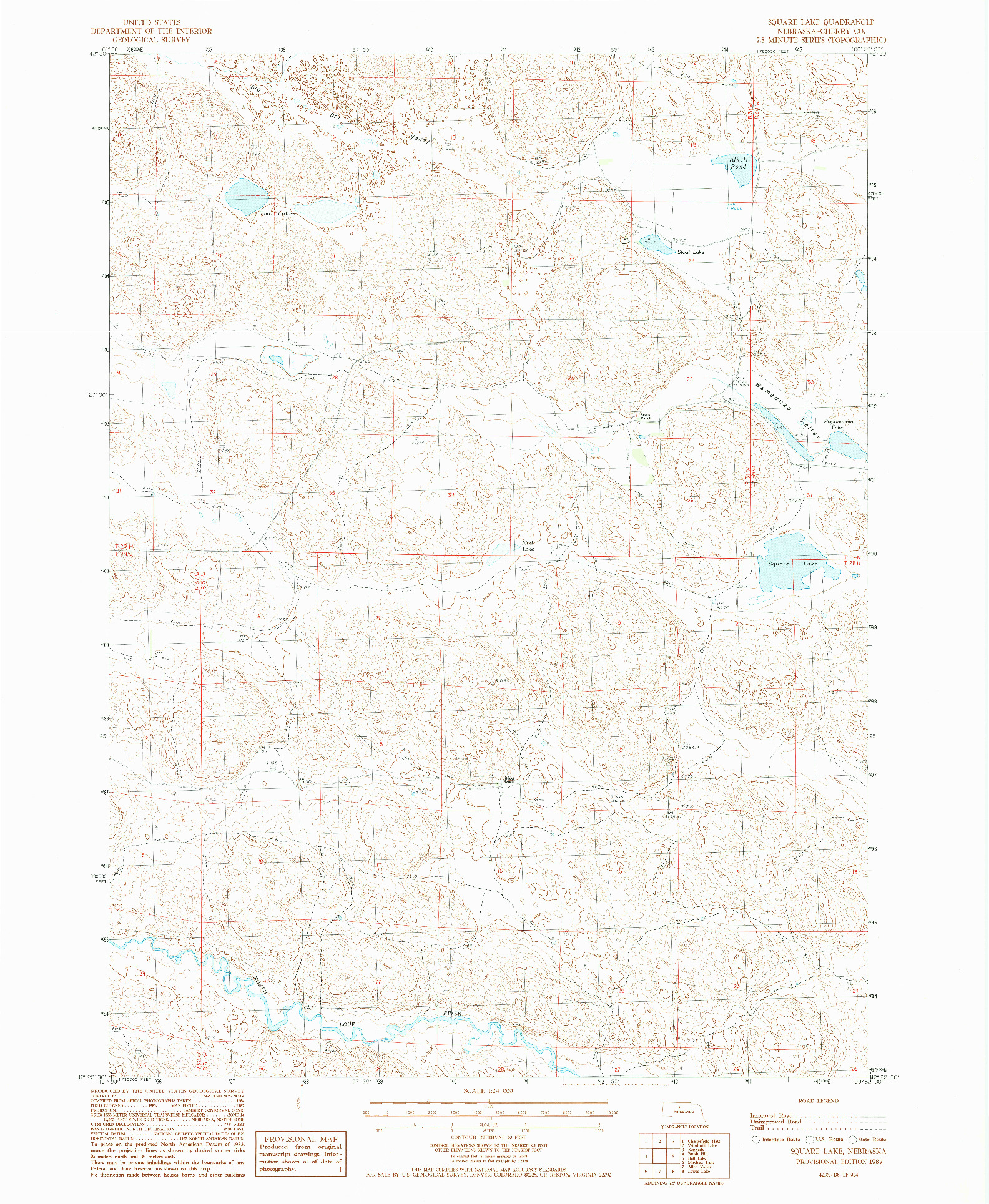 USGS 1:24000-SCALE QUADRANGLE FOR SQUARE LAKE, NE 1987