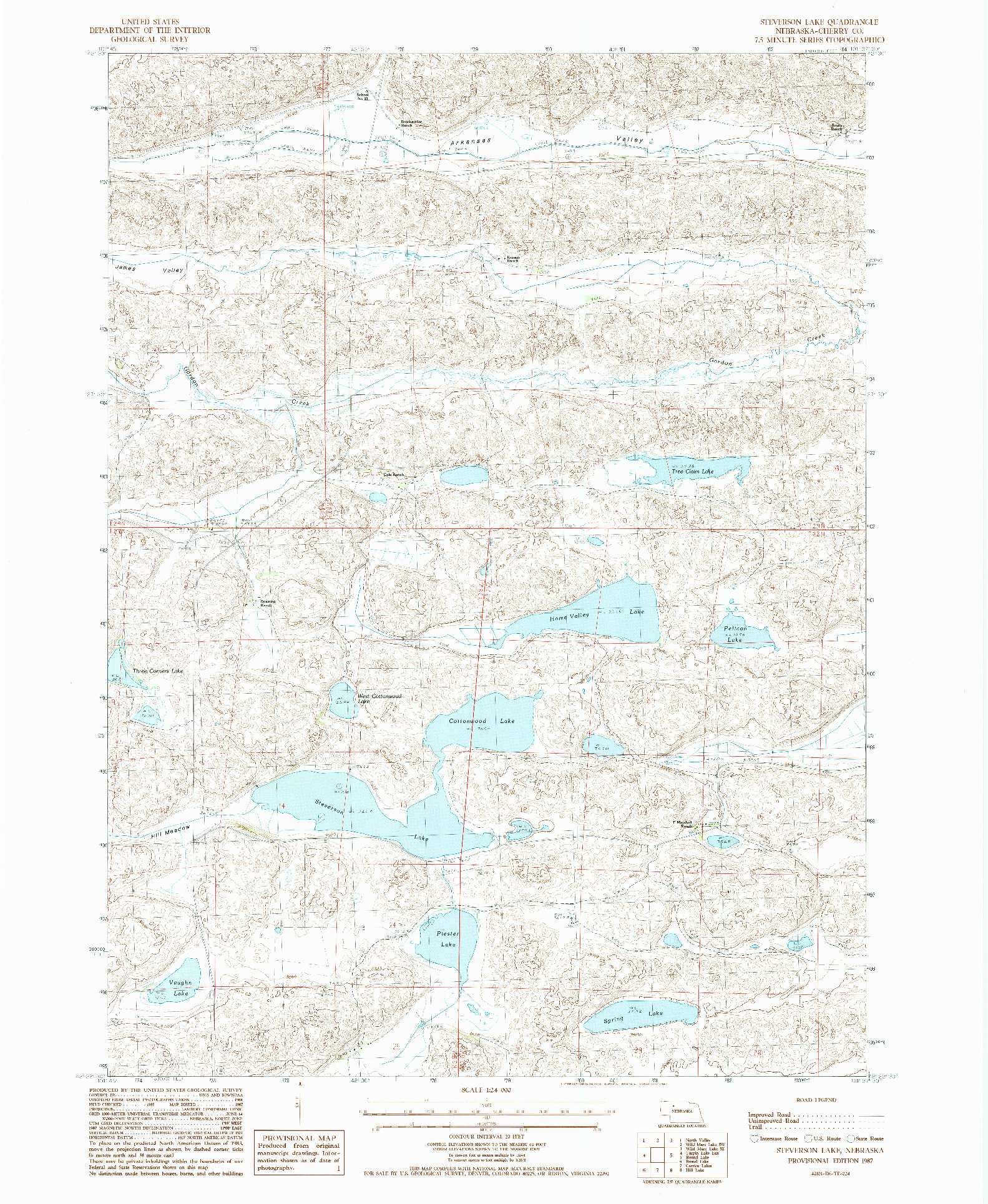 USGS 1:24000-SCALE QUADRANGLE FOR STEVERSON LAKE, NE 1987