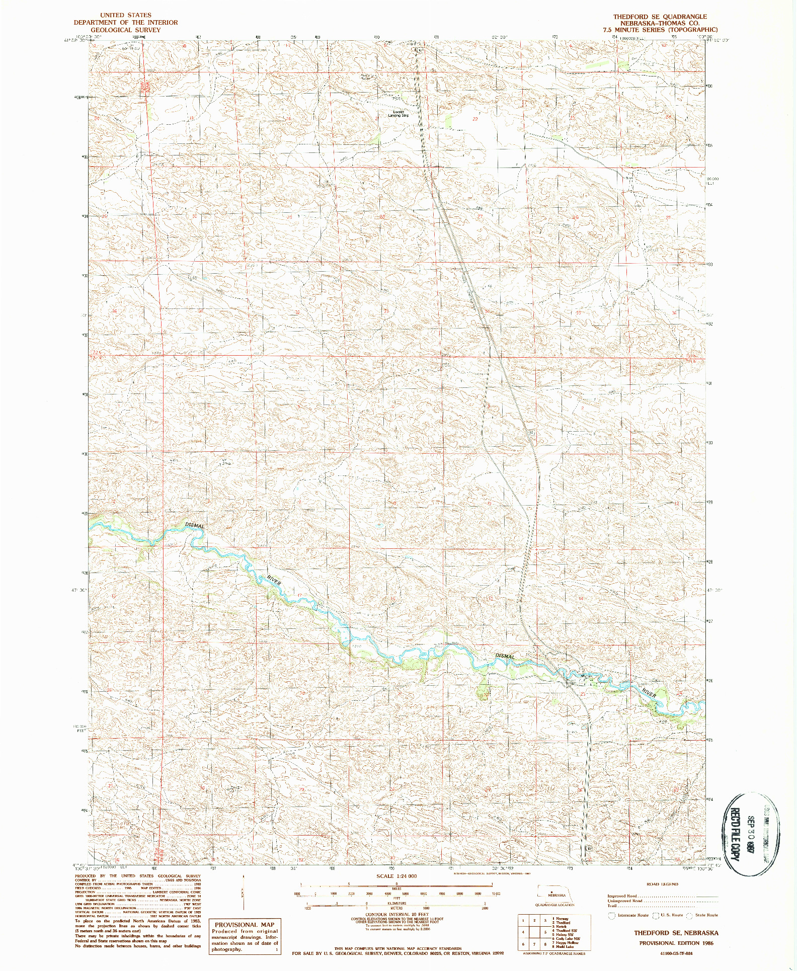 USGS 1:24000-SCALE QUADRANGLE FOR THEDFORD SE, NE 1986