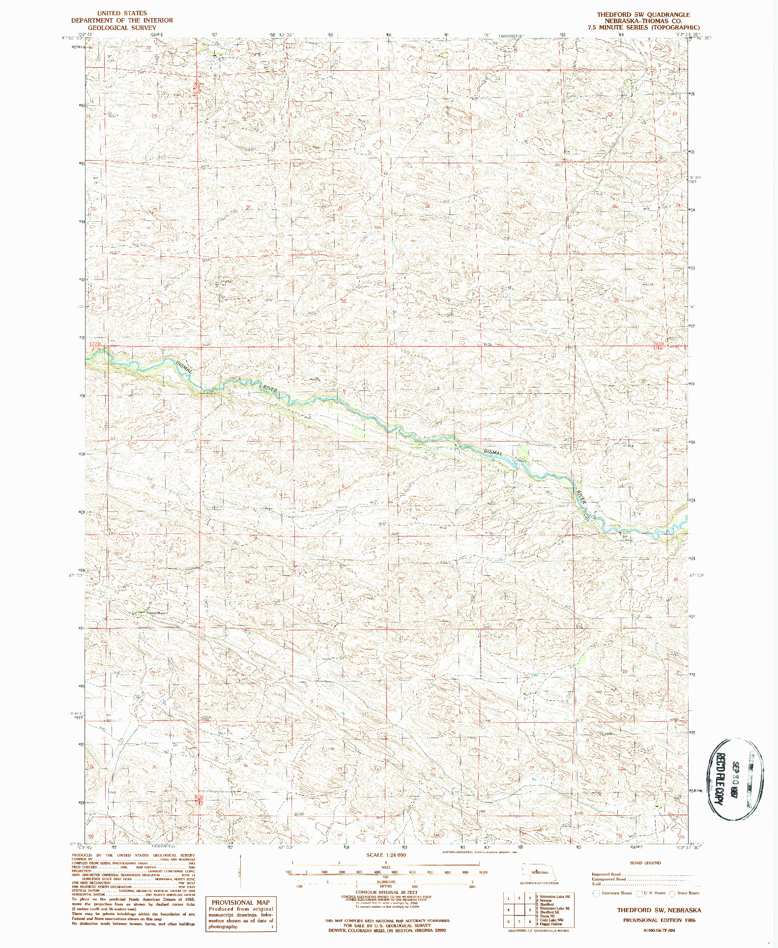 USGS 1:24000-SCALE QUADRANGLE FOR THEDFORD SW, NE 1986