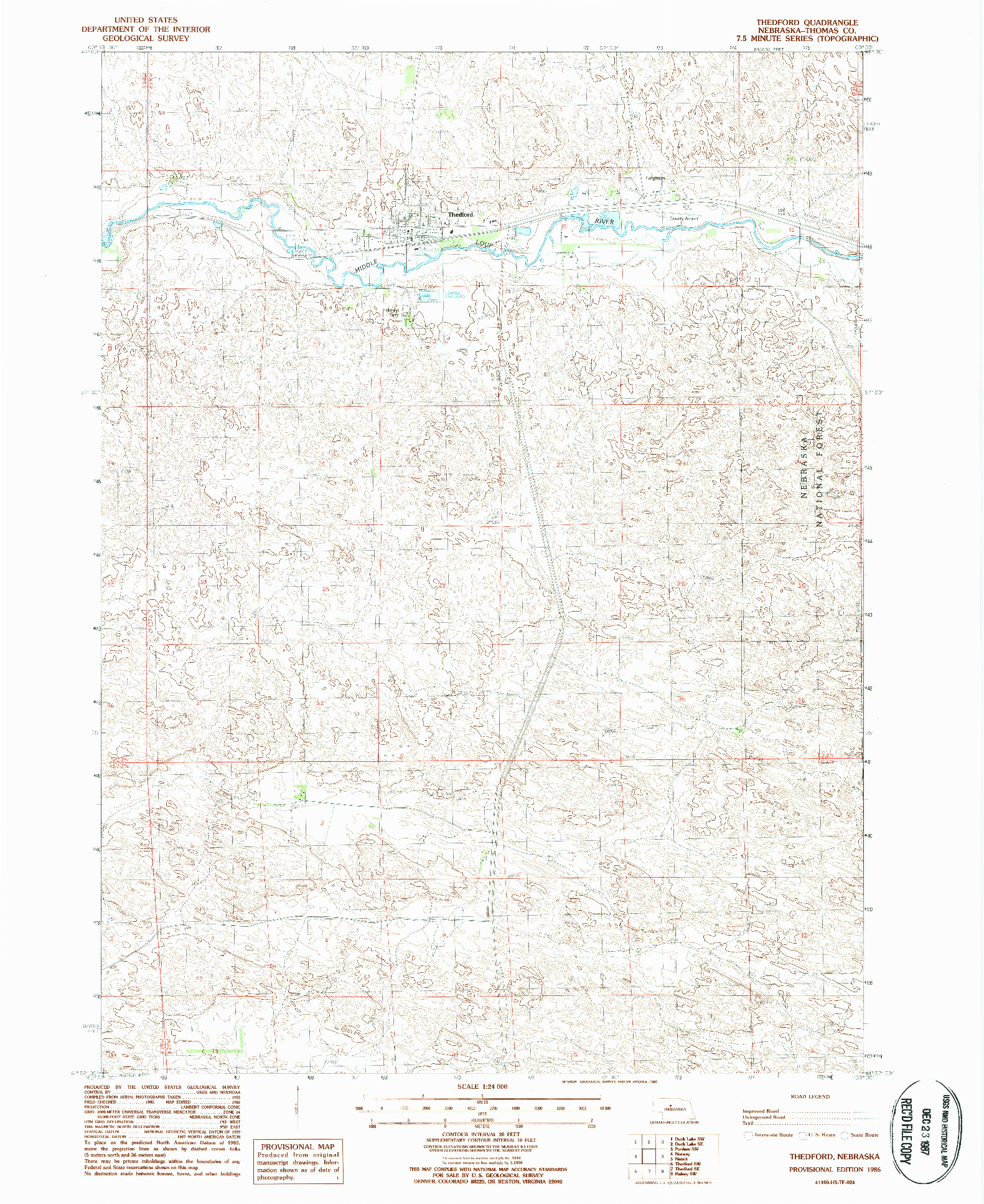 USGS 1:24000-SCALE QUADRANGLE FOR THEDFORD, NE 1986