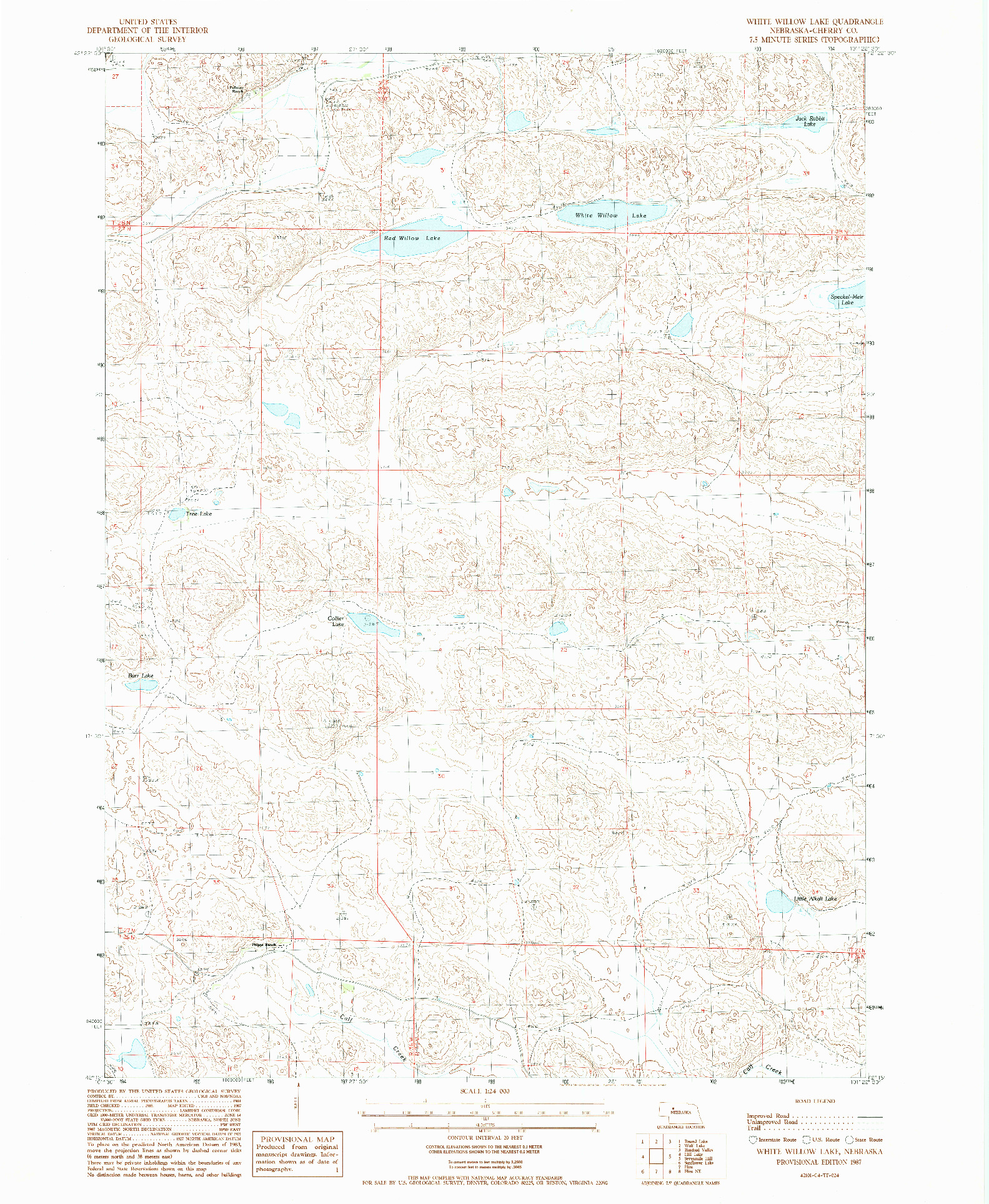 USGS 1:24000-SCALE QUADRANGLE FOR WHITE WILLOW LAKE, NE 1987