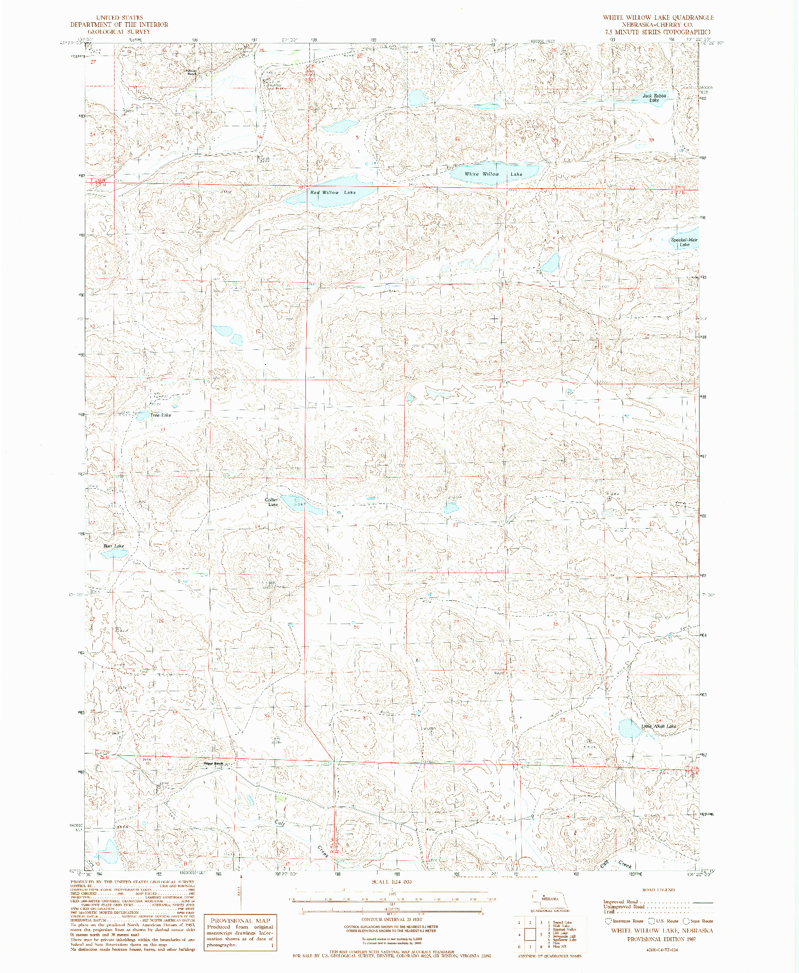 USGS 1:24000-SCALE QUADRANGLE FOR WHITE WILLOW LAKE, NE 1987