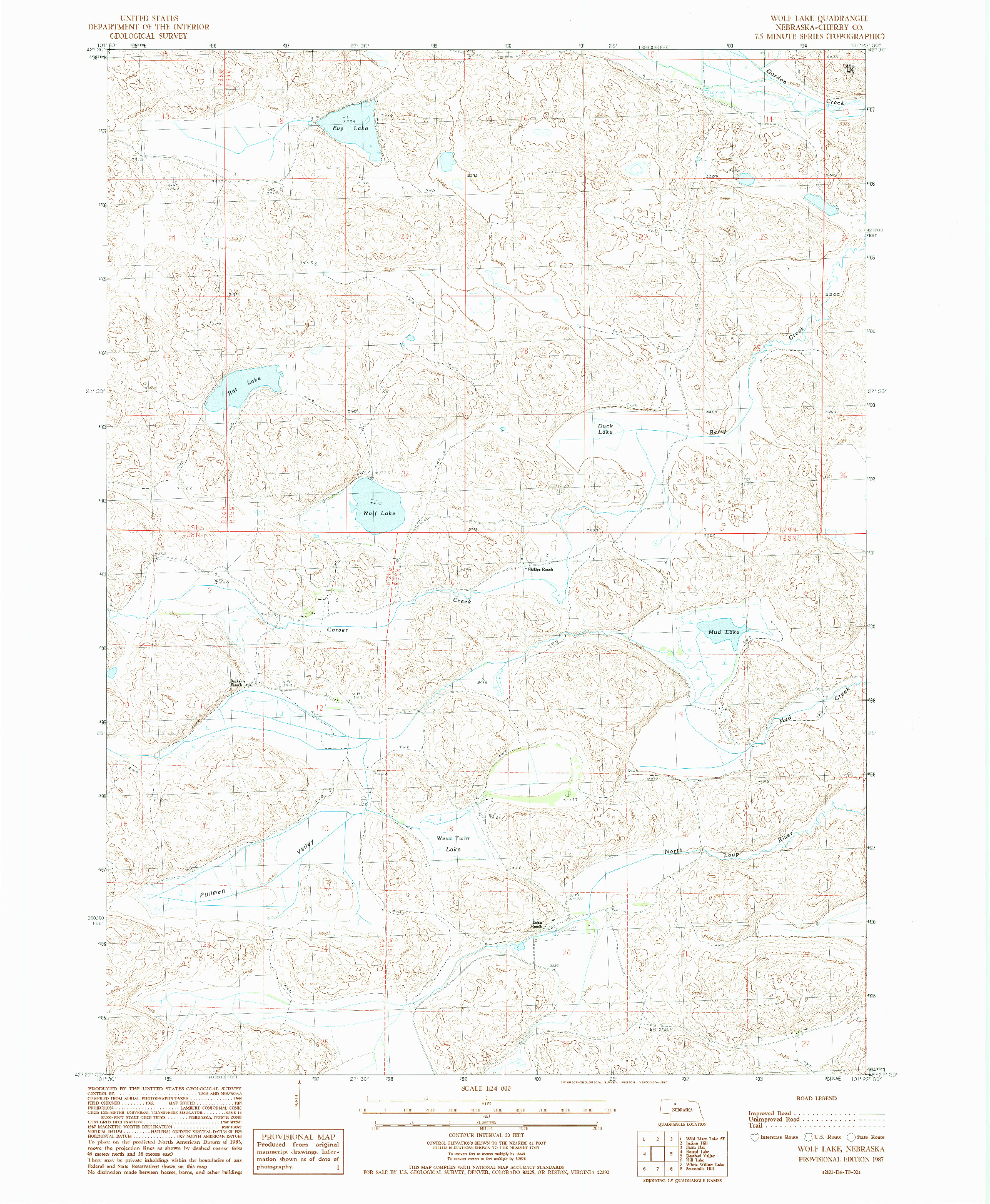 USGS 1:24000-SCALE QUADRANGLE FOR WOLF LAKE, NE 1987
