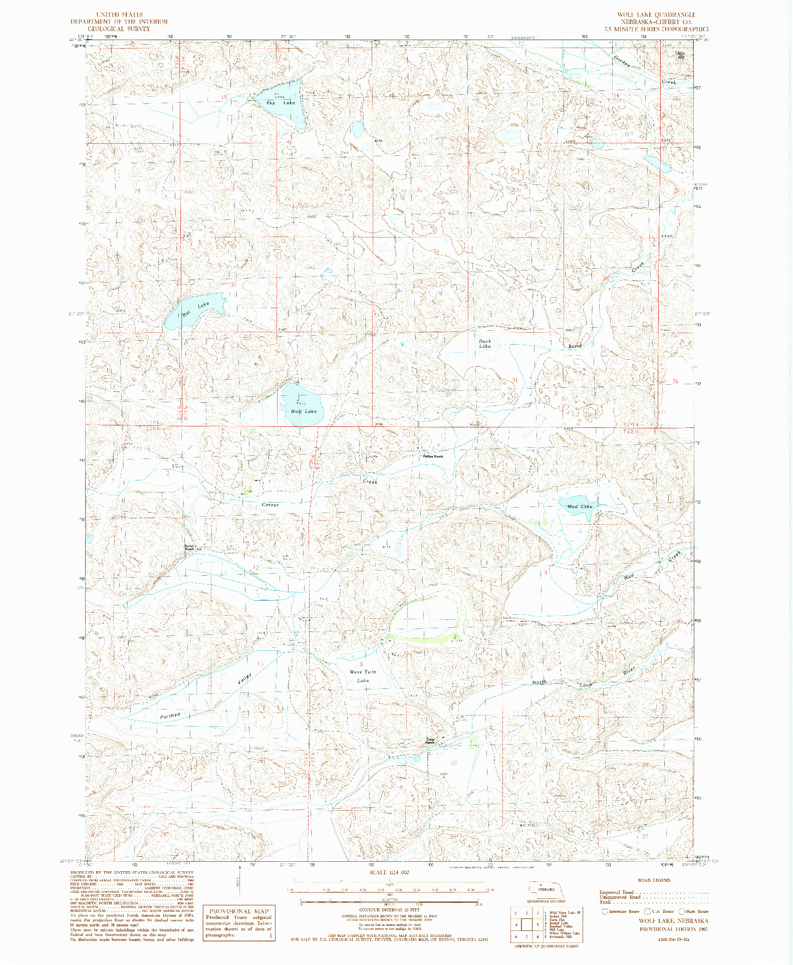 USGS 1:24000-SCALE QUADRANGLE FOR WOLF LAKE, NE 1987
