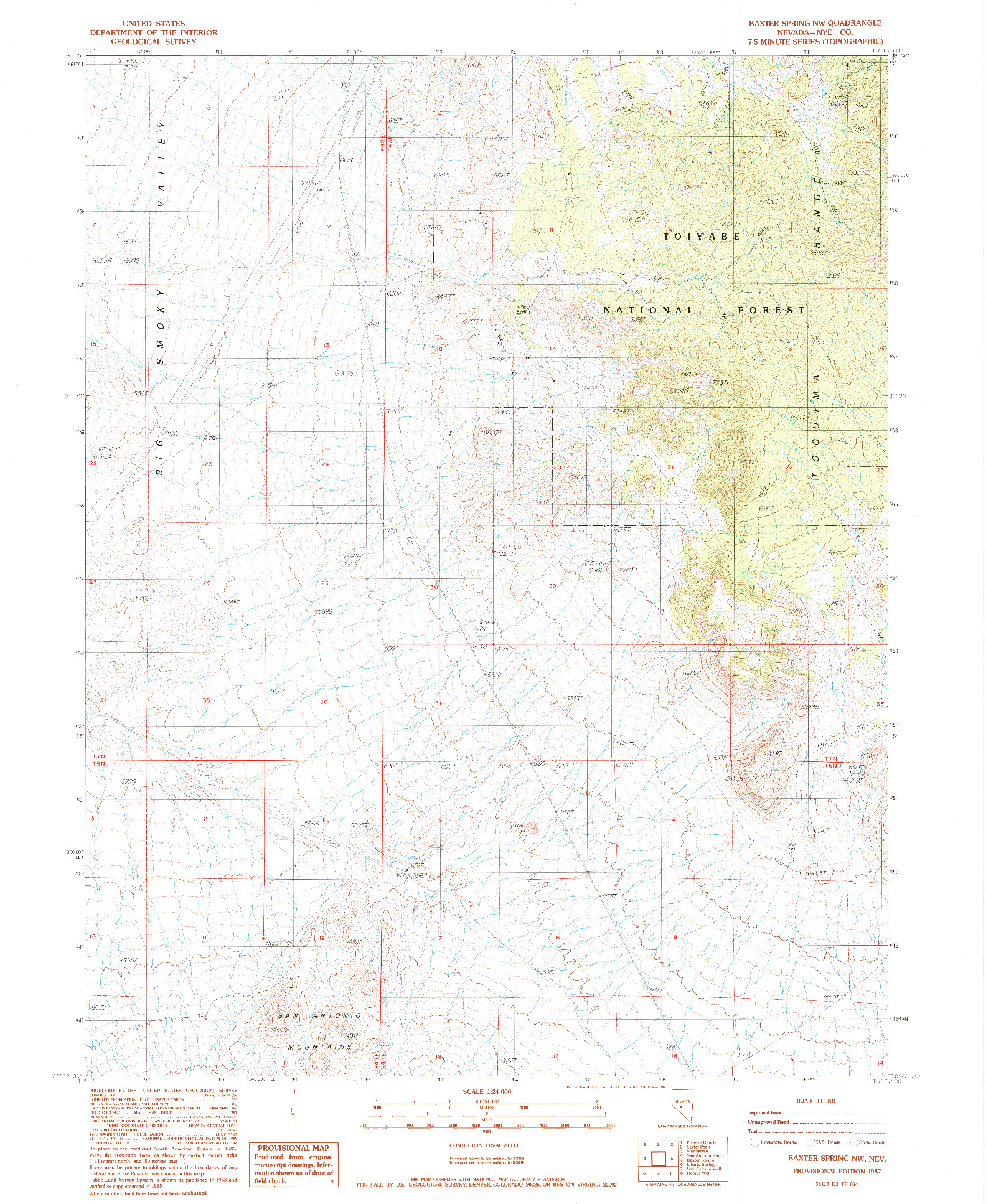 USGS 1:24000-SCALE QUADRANGLE FOR BAXTER SPRING NW, NV 1987