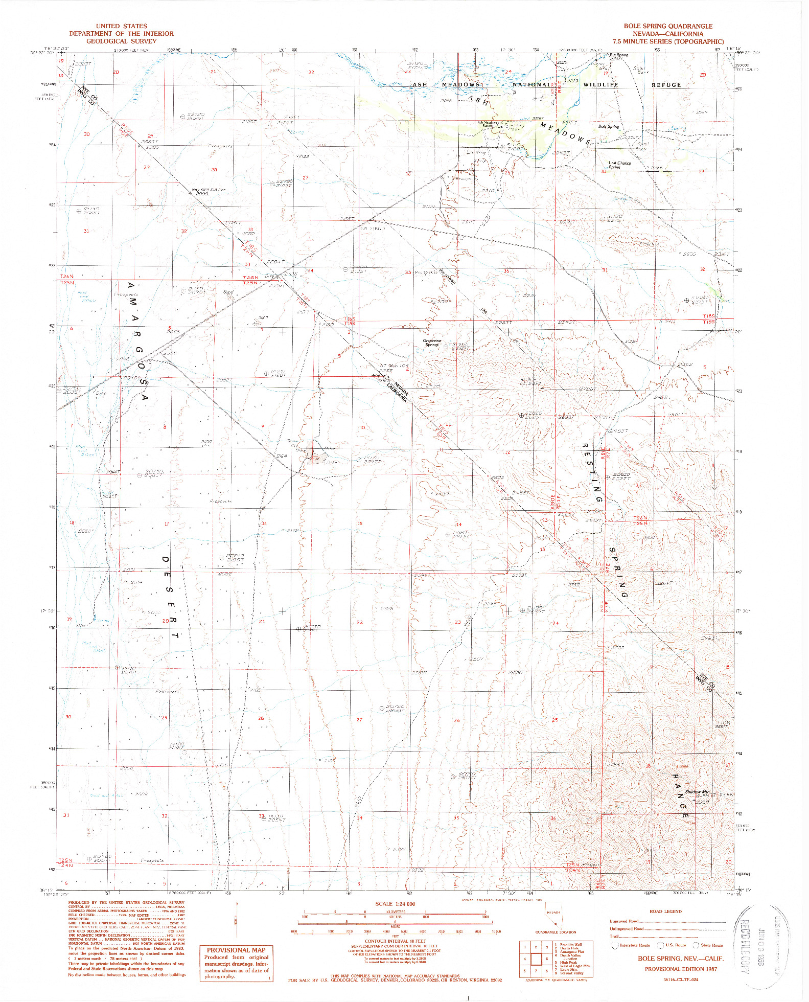 USGS 1:24000-SCALE QUADRANGLE FOR BOLE SPRING, NV 1987