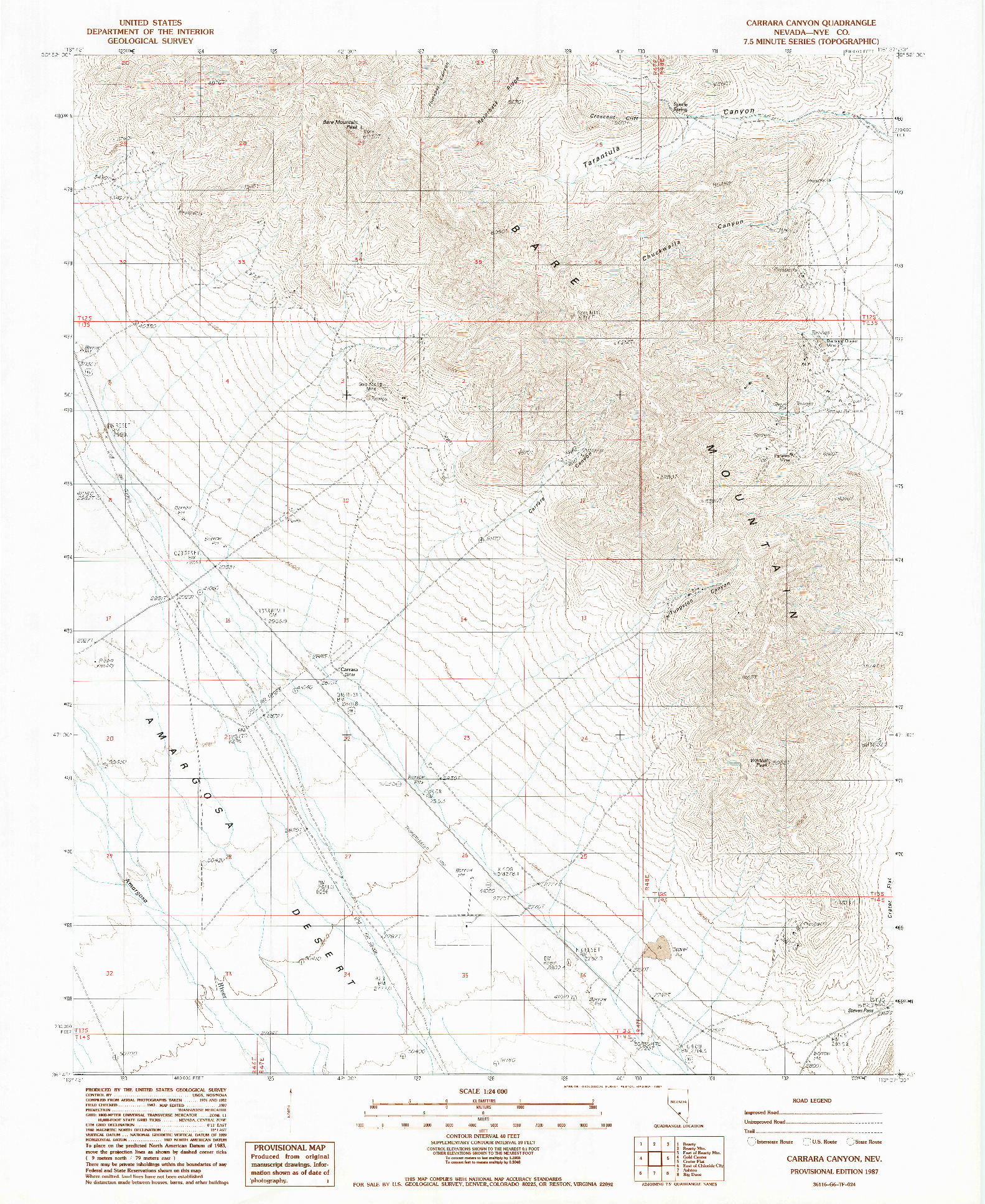 USGS 1:24000-SCALE QUADRANGLE FOR CARRARA CANYON, NV 1987