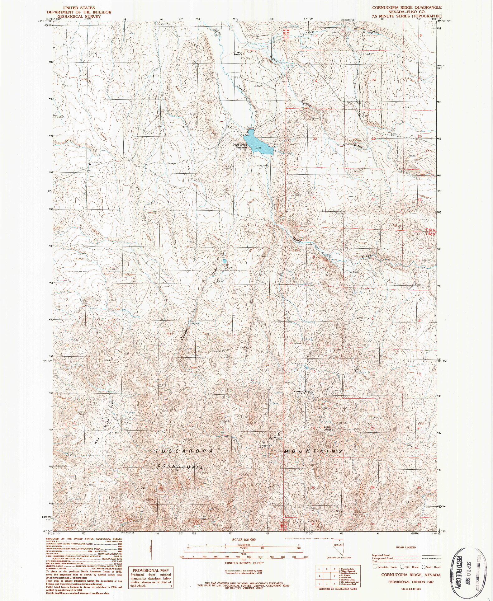 USGS 1:24000-SCALE QUADRANGLE FOR CORNUCOPIA RIDGE, NV 1987