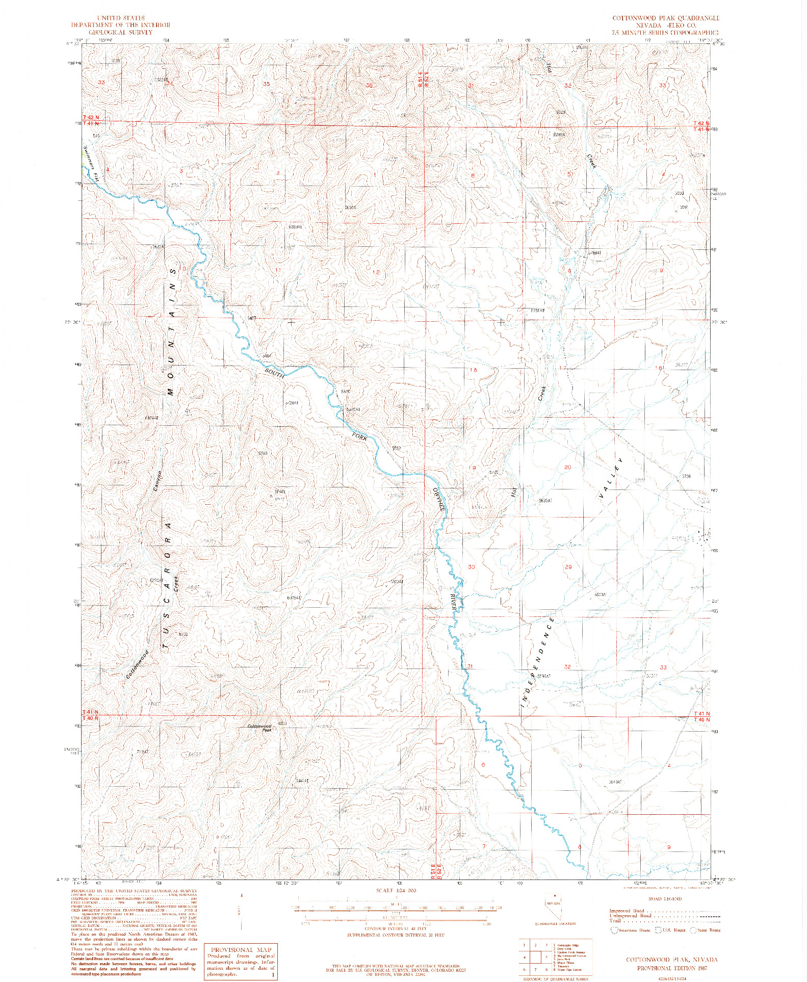USGS 1:24000-SCALE QUADRANGLE FOR COTTONWOOD PEAK, NV 1987