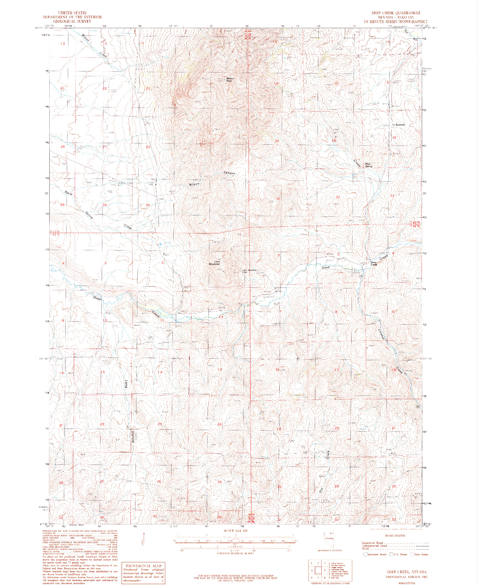 USGS 1:24000-SCALE QUADRANGLE FOR DEEP CREEK, NV 1987