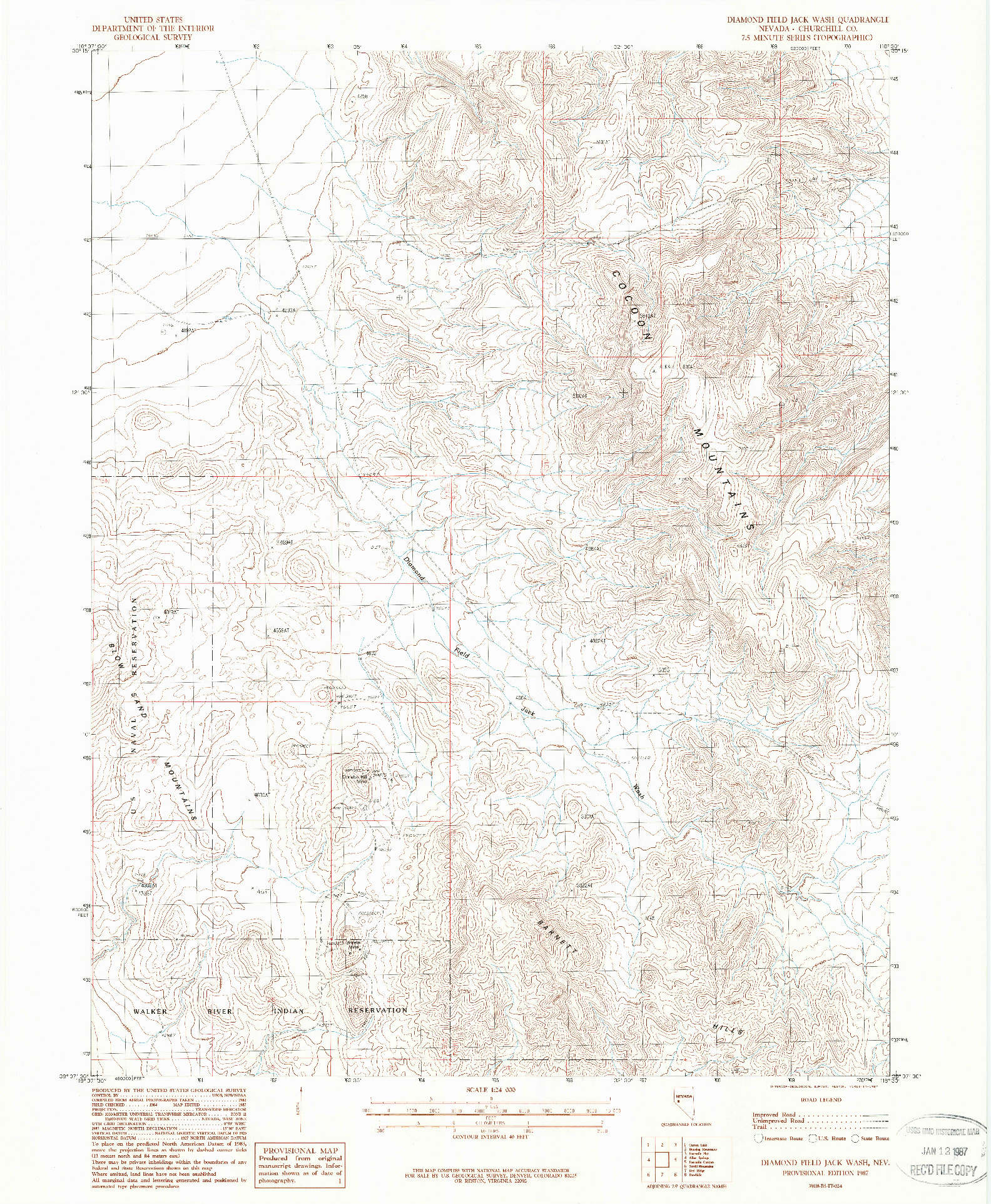 USGS 1:24000-SCALE QUADRANGLE FOR DIAMOND FIELD JACK WASH, NV 1987