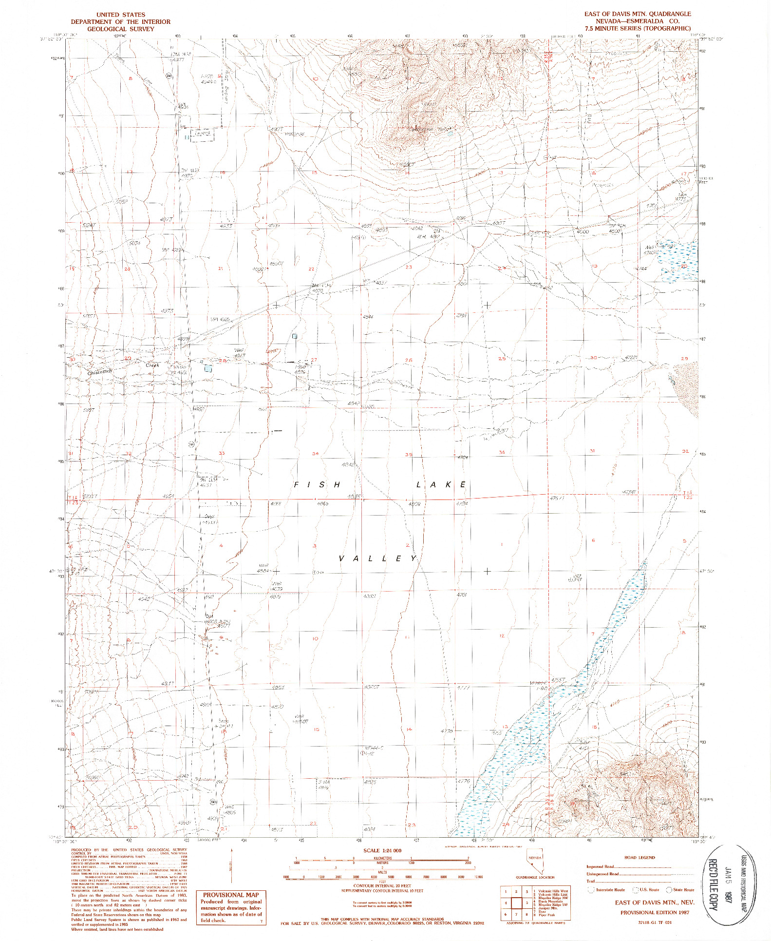 USGS 1:24000-SCALE QUADRANGLE FOR EAST OF DAVIS MTN., NV 1987