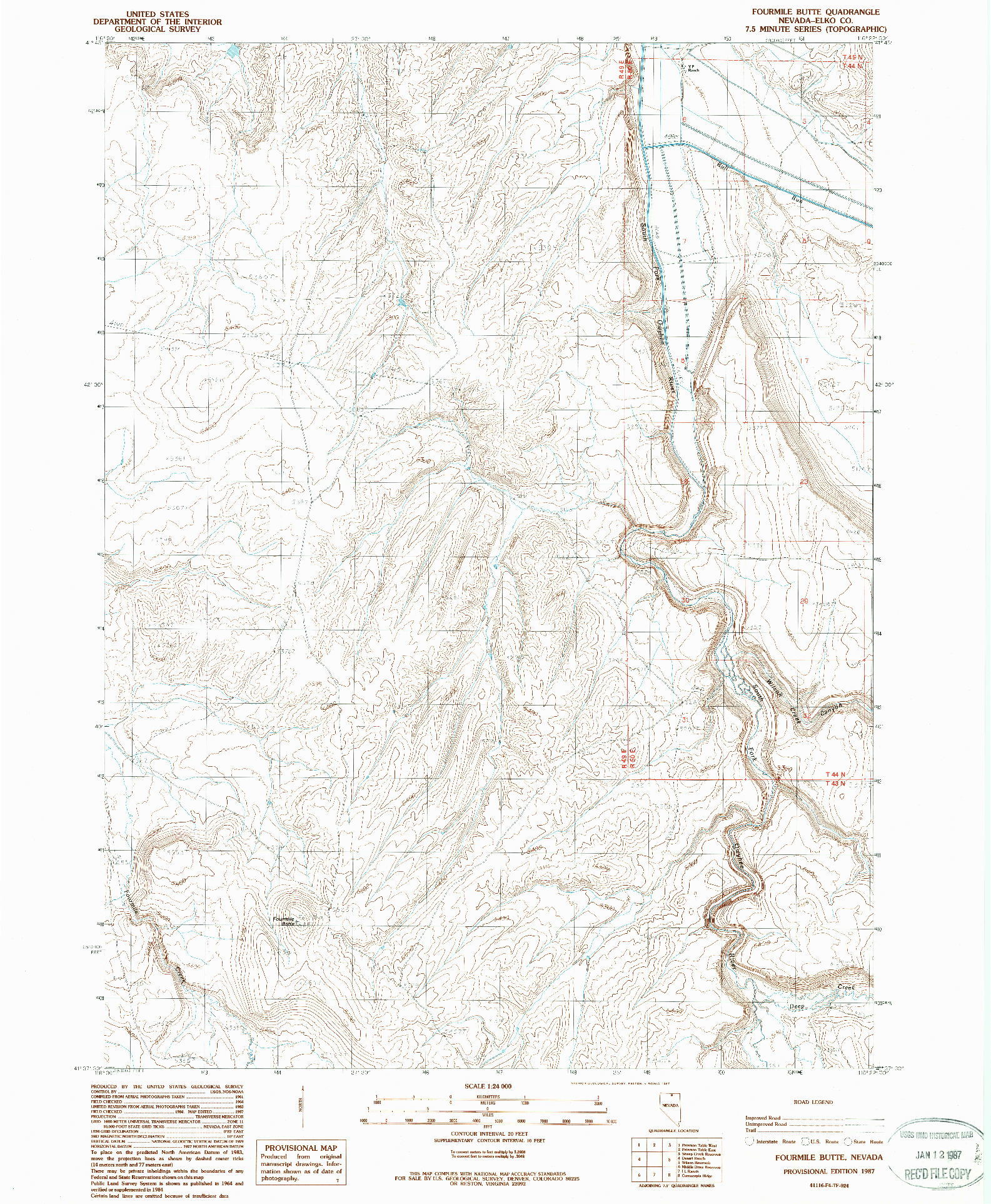 USGS 1:24000-SCALE QUADRANGLE FOR FOURMILE BUTTE, NV 1987