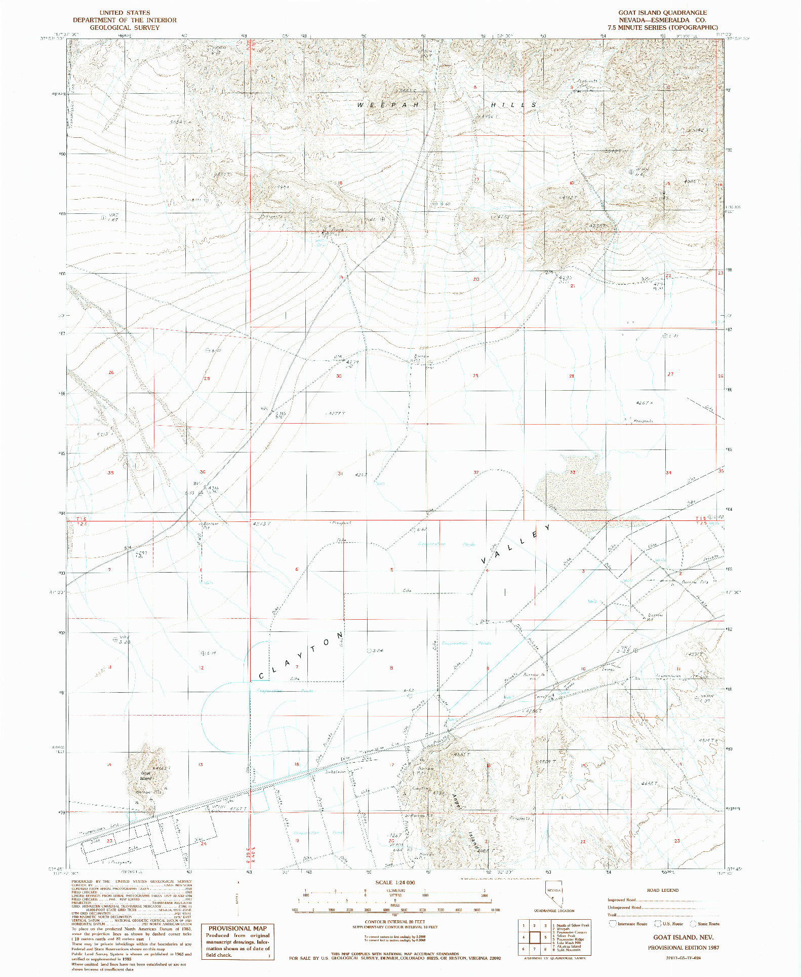 USGS 1:24000-SCALE QUADRANGLE FOR GOAT ISLAND, NV 1987