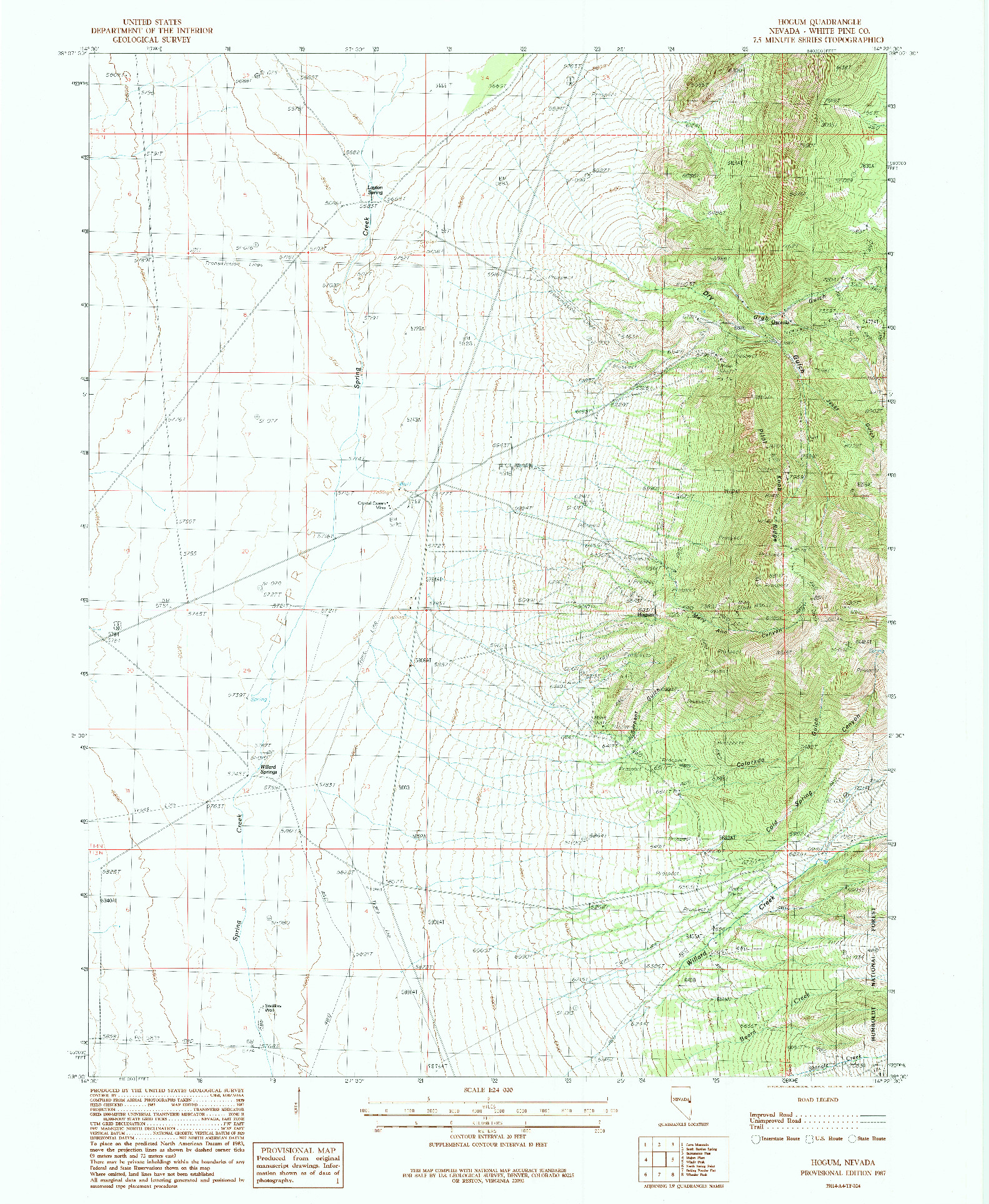 USGS 1:24000-SCALE QUADRANGLE FOR HOGUM, NV 1987