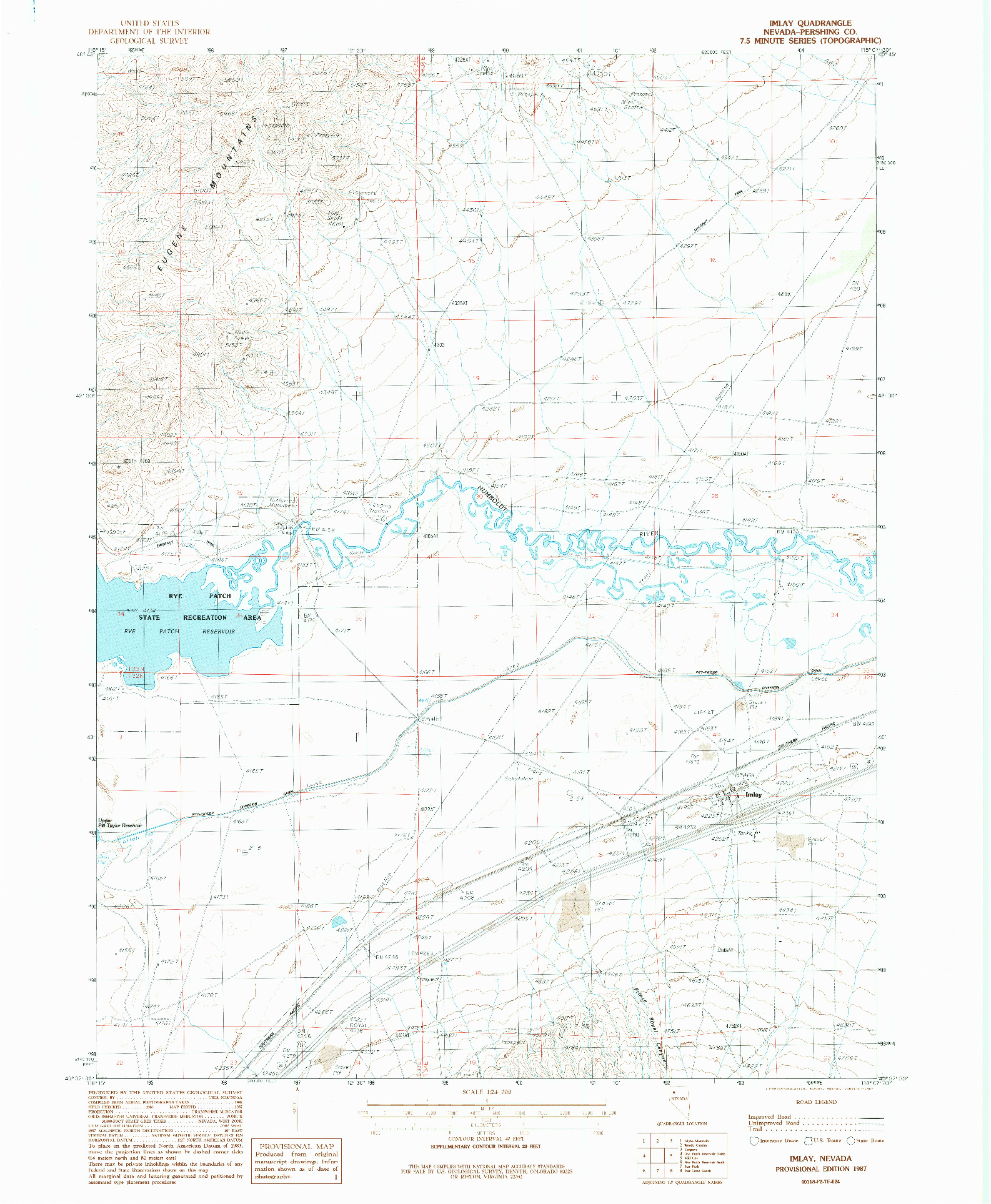 USGS 1:24000-SCALE QUADRANGLE FOR IMLAY, NV 1987