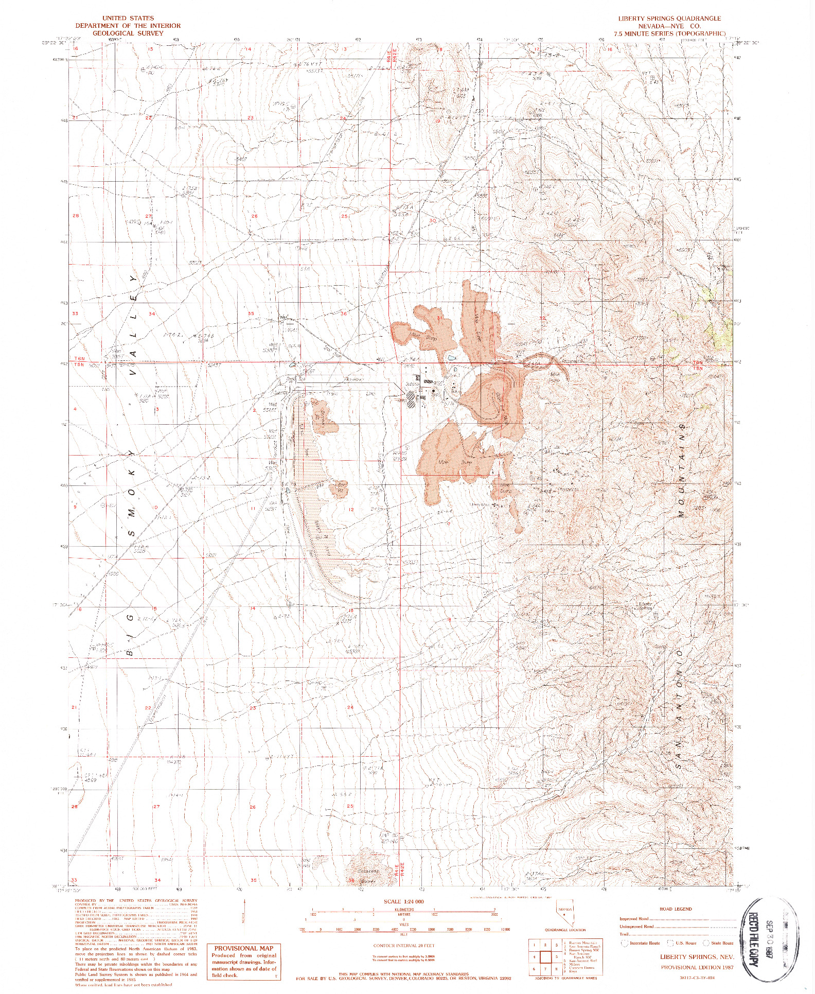 USGS 1:24000-SCALE QUADRANGLE FOR LIBERTY SPRINGS, NV 1987