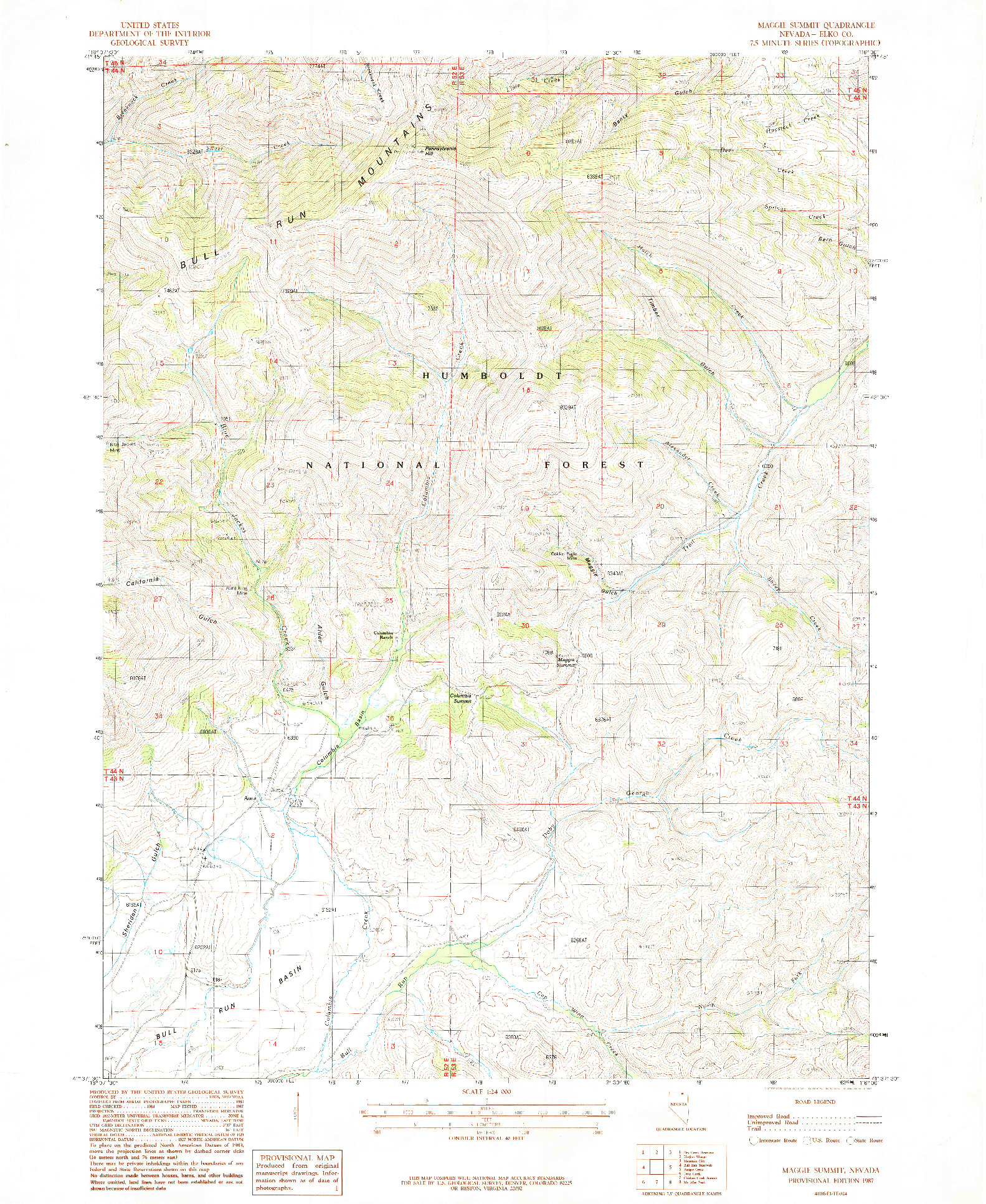 USGS 1:24000-SCALE QUADRANGLE FOR MAGGIE SUMMIT, NV 1987