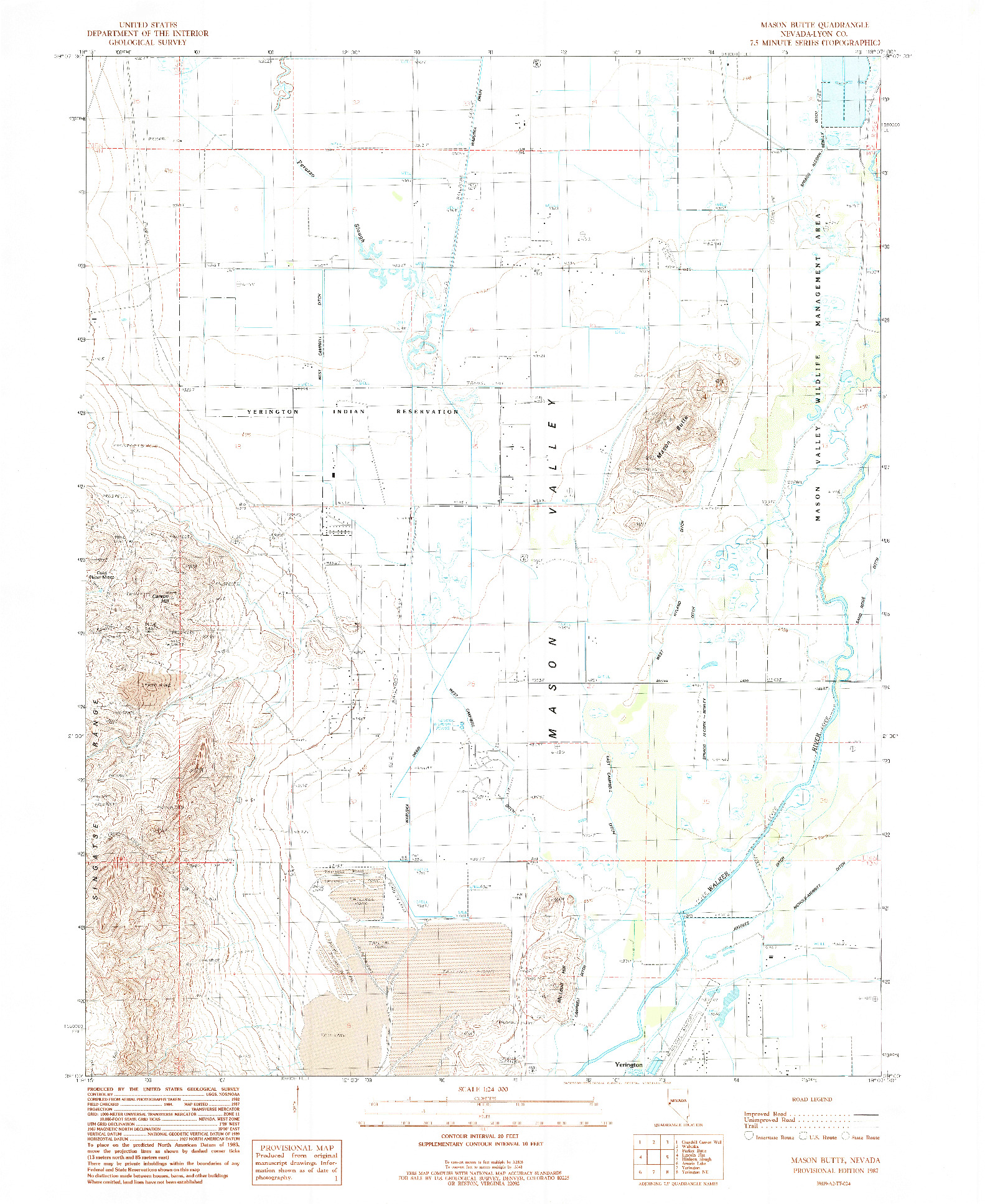 USGS 1:24000-SCALE QUADRANGLE FOR MASON BUTTE, NV 1987