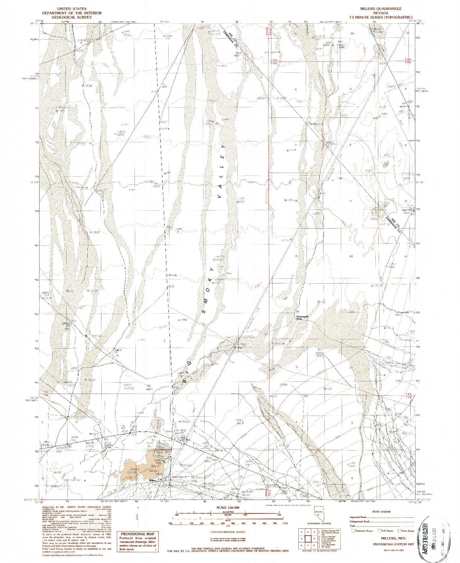 USGS 1:24000-SCALE QUADRANGLE FOR MILLERS, NV 1987