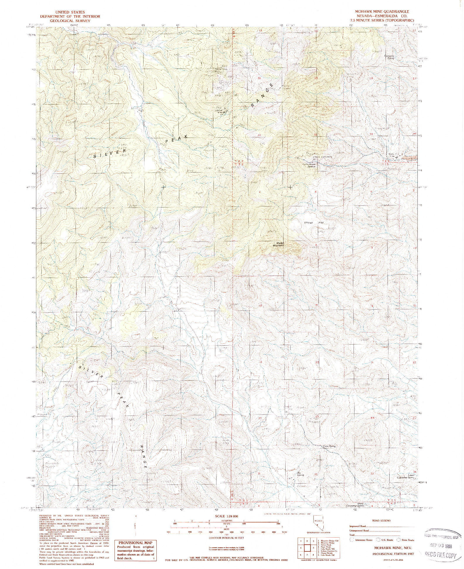 USGS 1:24000-SCALE QUADRANGLE FOR MOHAWK MINE, NV 1987